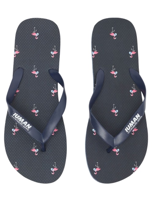 Chinelo De Dedo Com Estampa De Flamingos – Azul
