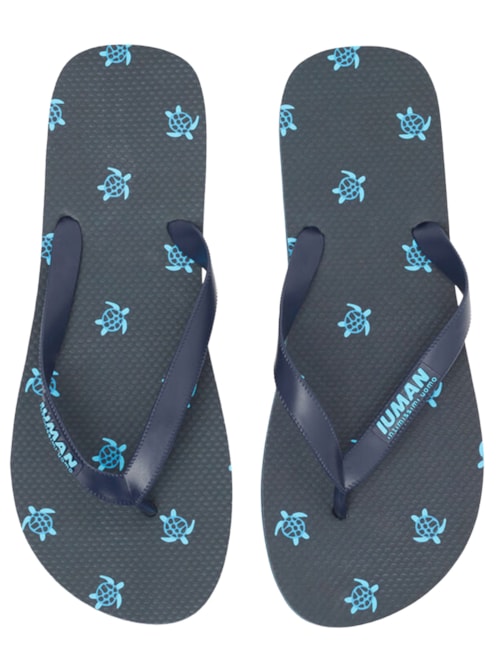 Chinelo De Dedo Com Estampa De Tartarugas – Azul