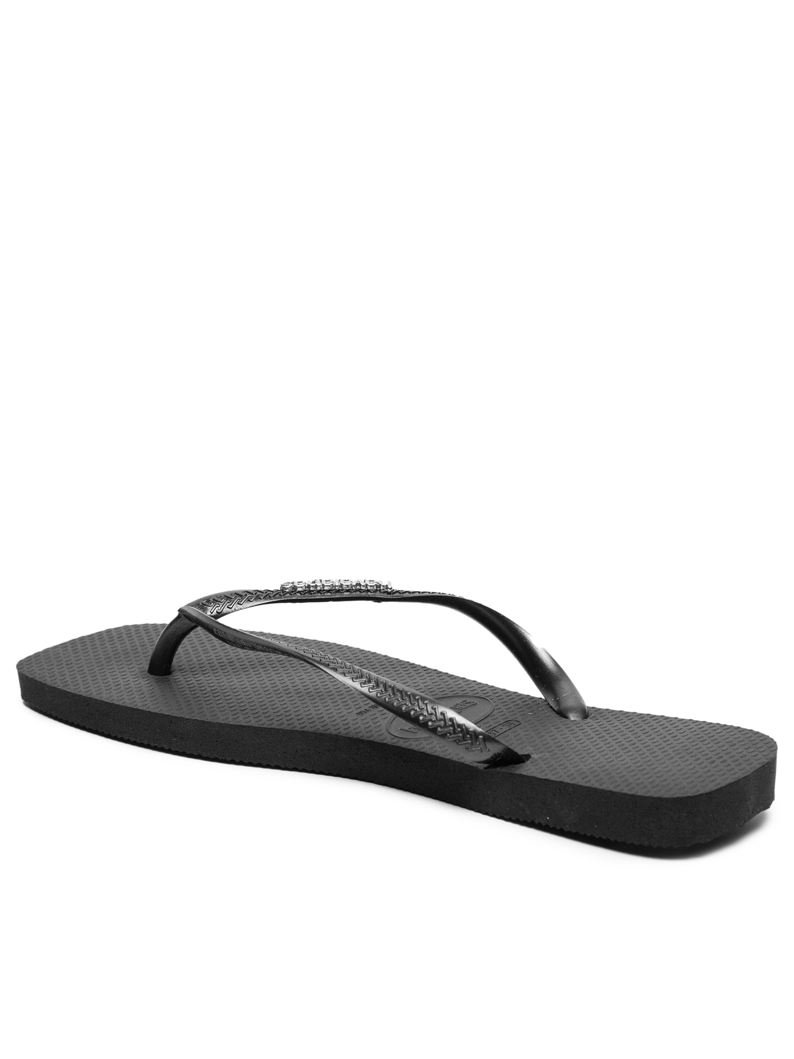 Chinelo Feminino Slim Square Logo Metalic Preto  Havaianas