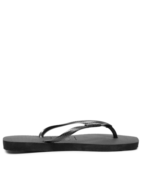 Chinelo Feminino Slim Square Logo Metalic – Preto