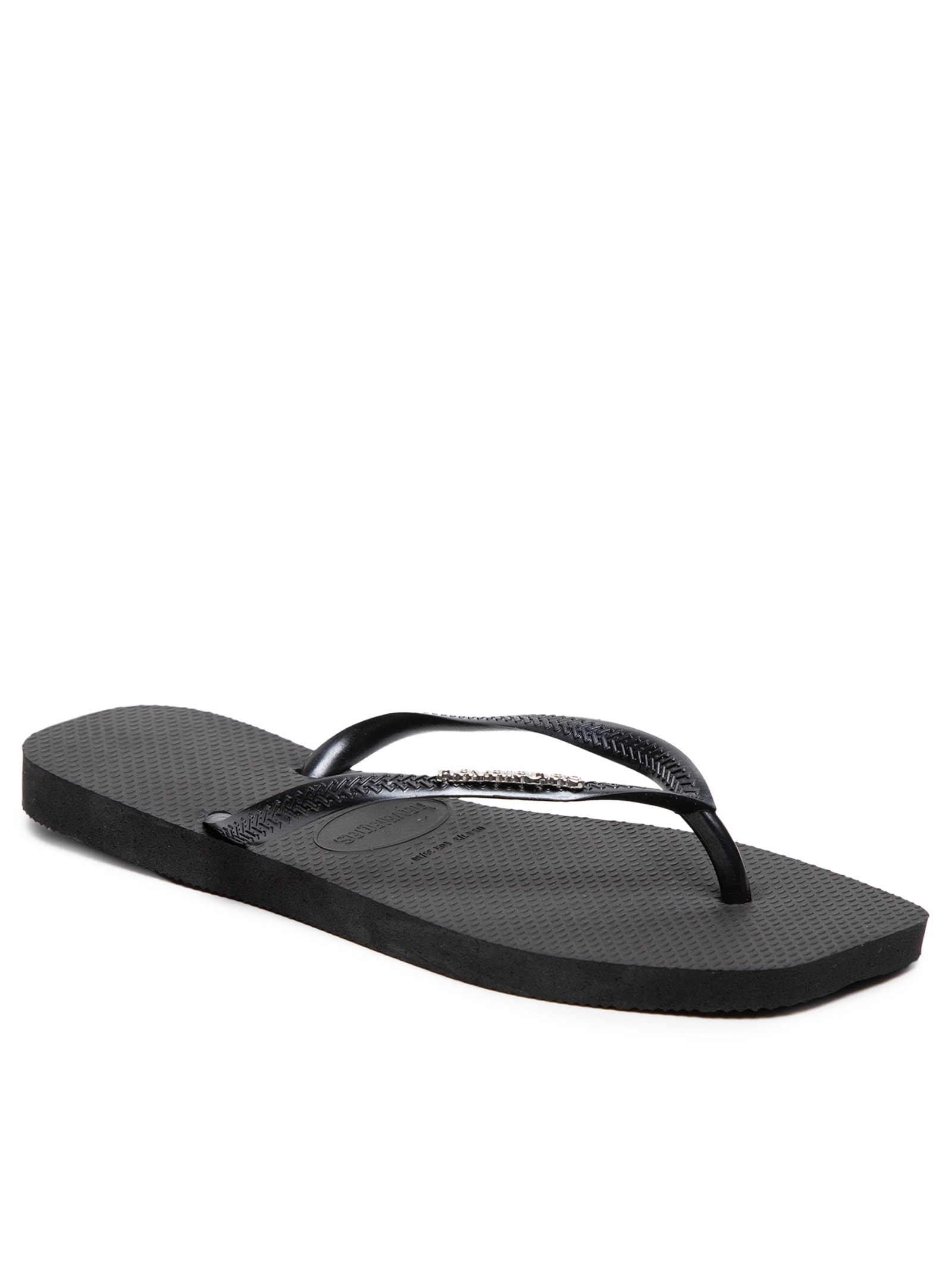 Chinelo Feminino Slim Square Logo Metalic Preto  Havaianas