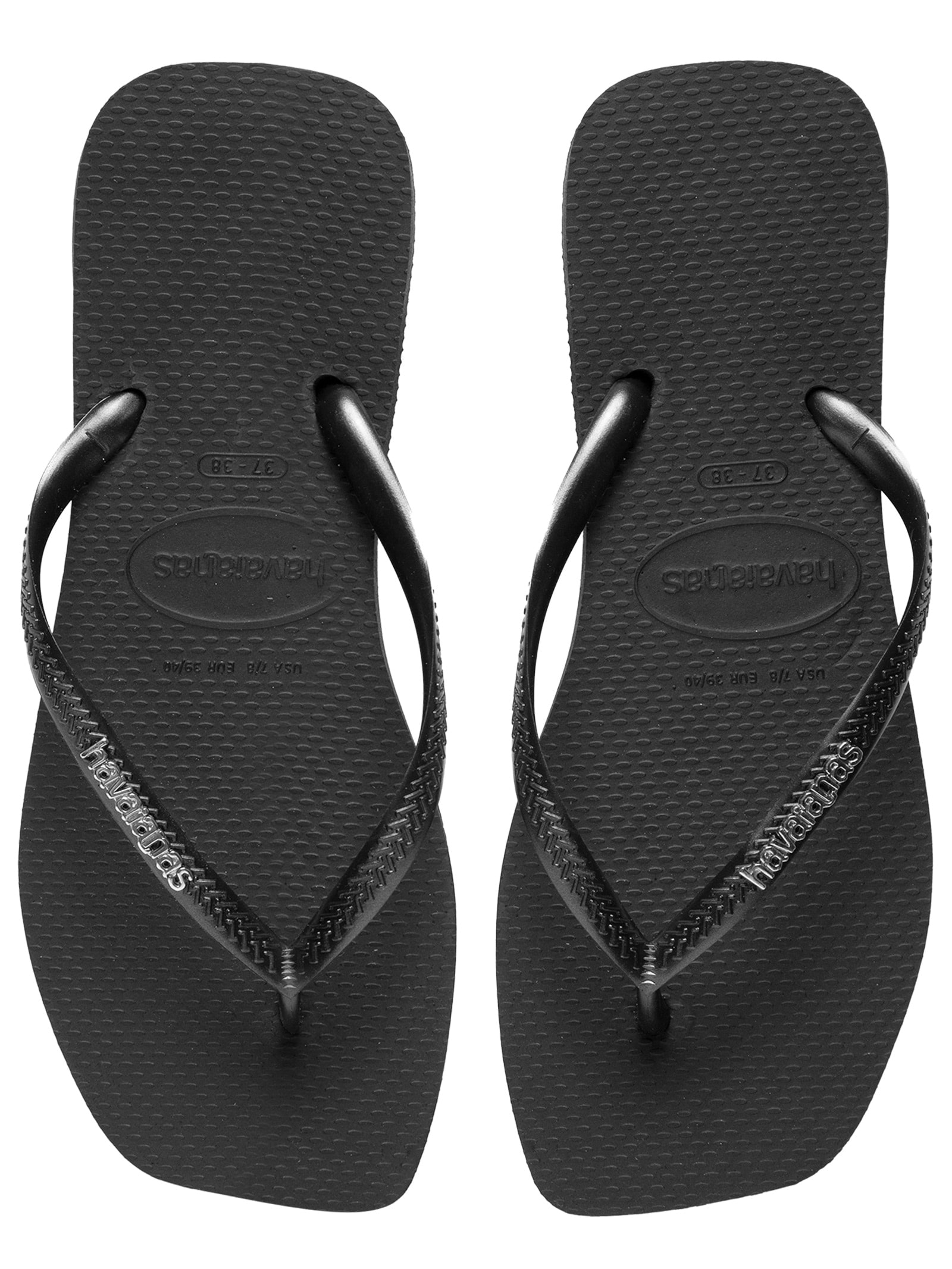 Chinelo Feminino Slim Square Logo Metalic Preto  Havaianas