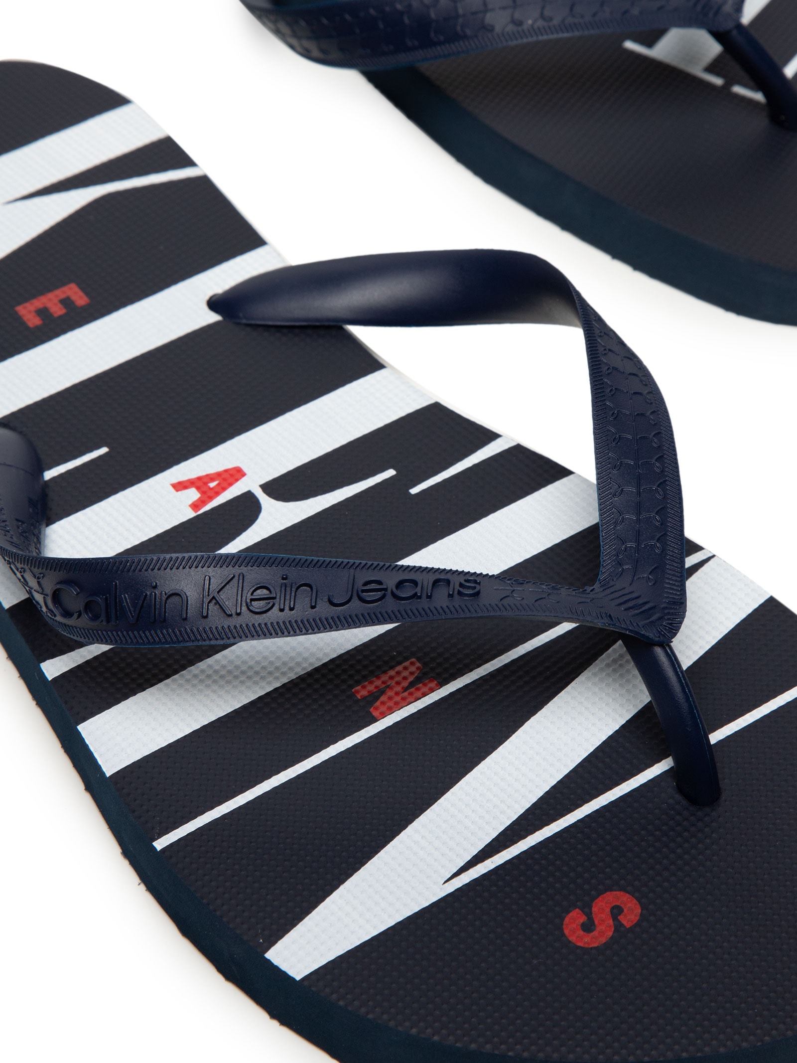 Chinelo Masculino CKJ Logo Serif Font Azul Calvin Klein Jeans