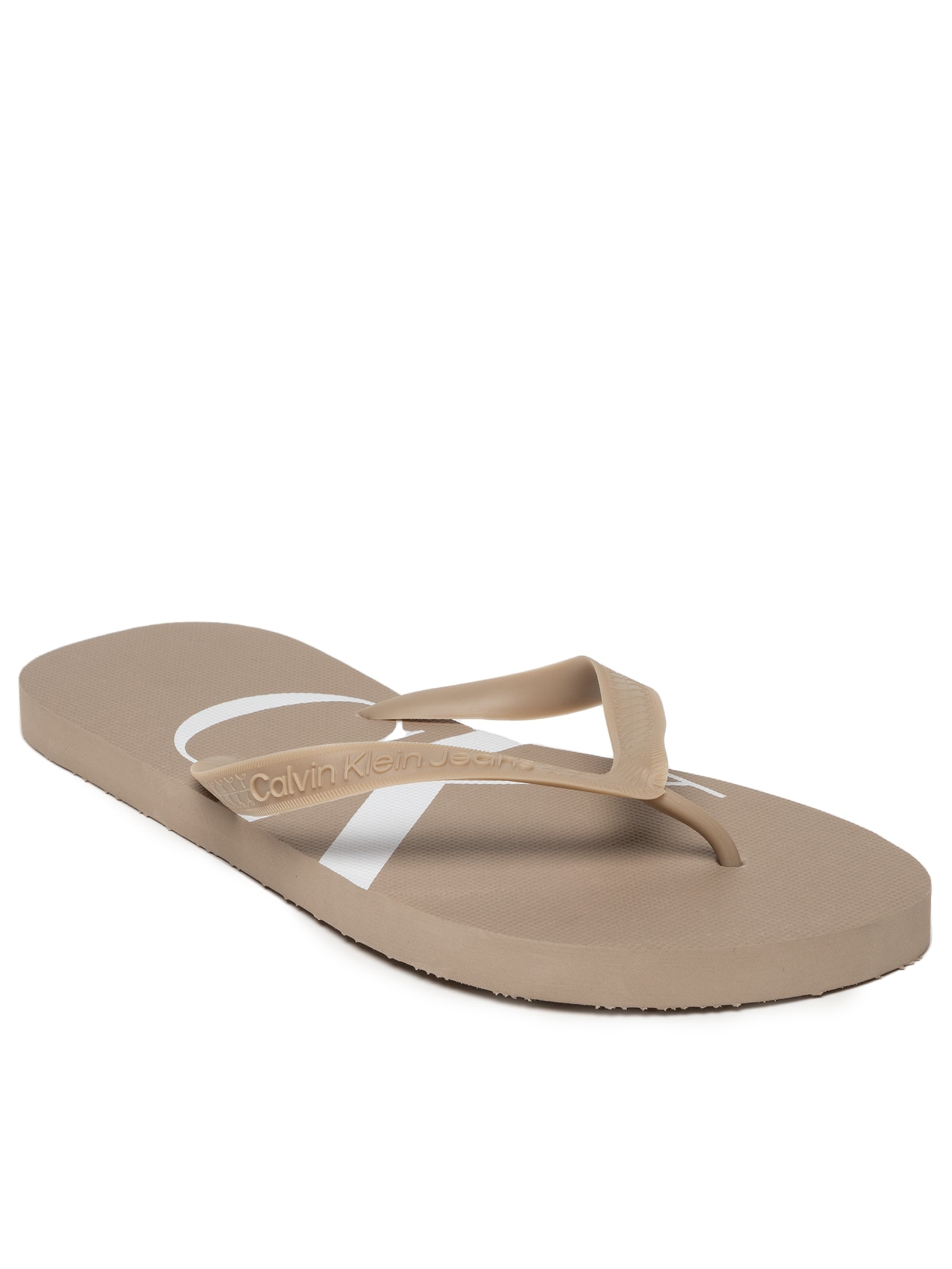 Chinelo Masculino Logo Corrido Bege Calvin Klein Jeans