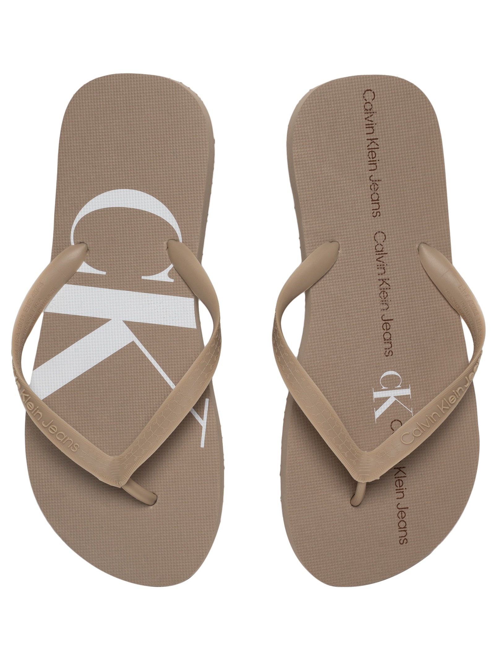 Chinelo Masculino Logo Corrido Bege Calvin Klein Jeans