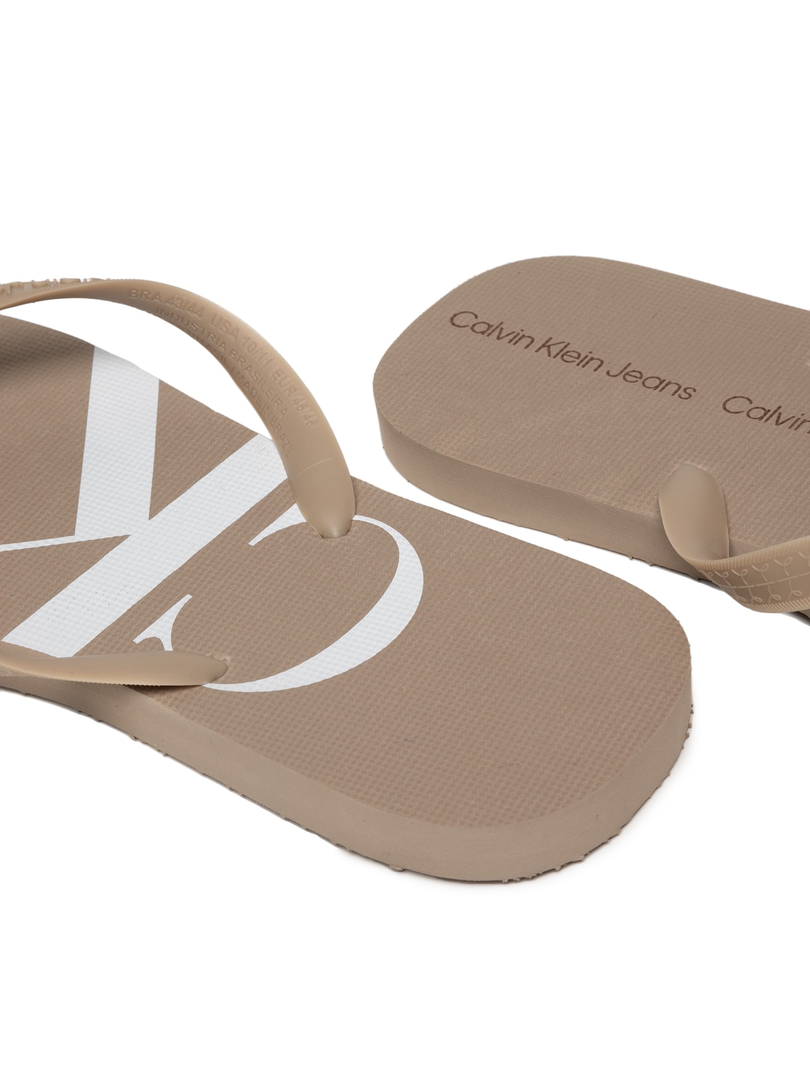 Chinelo Masculino Logo Corrido Bege Calvin Klein Jeans