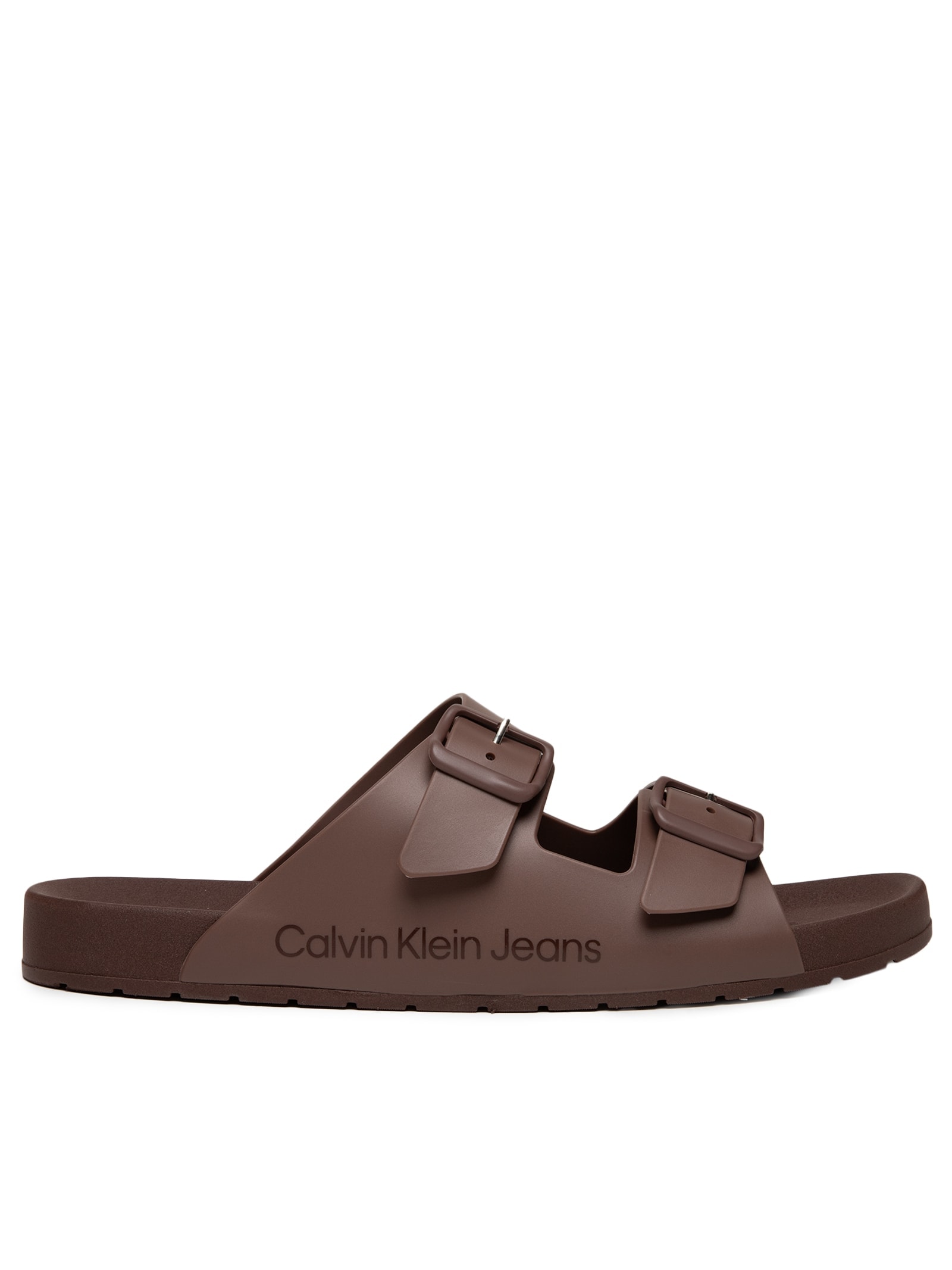 Chinelo Masculino Slide Duas Fivelas Marrom