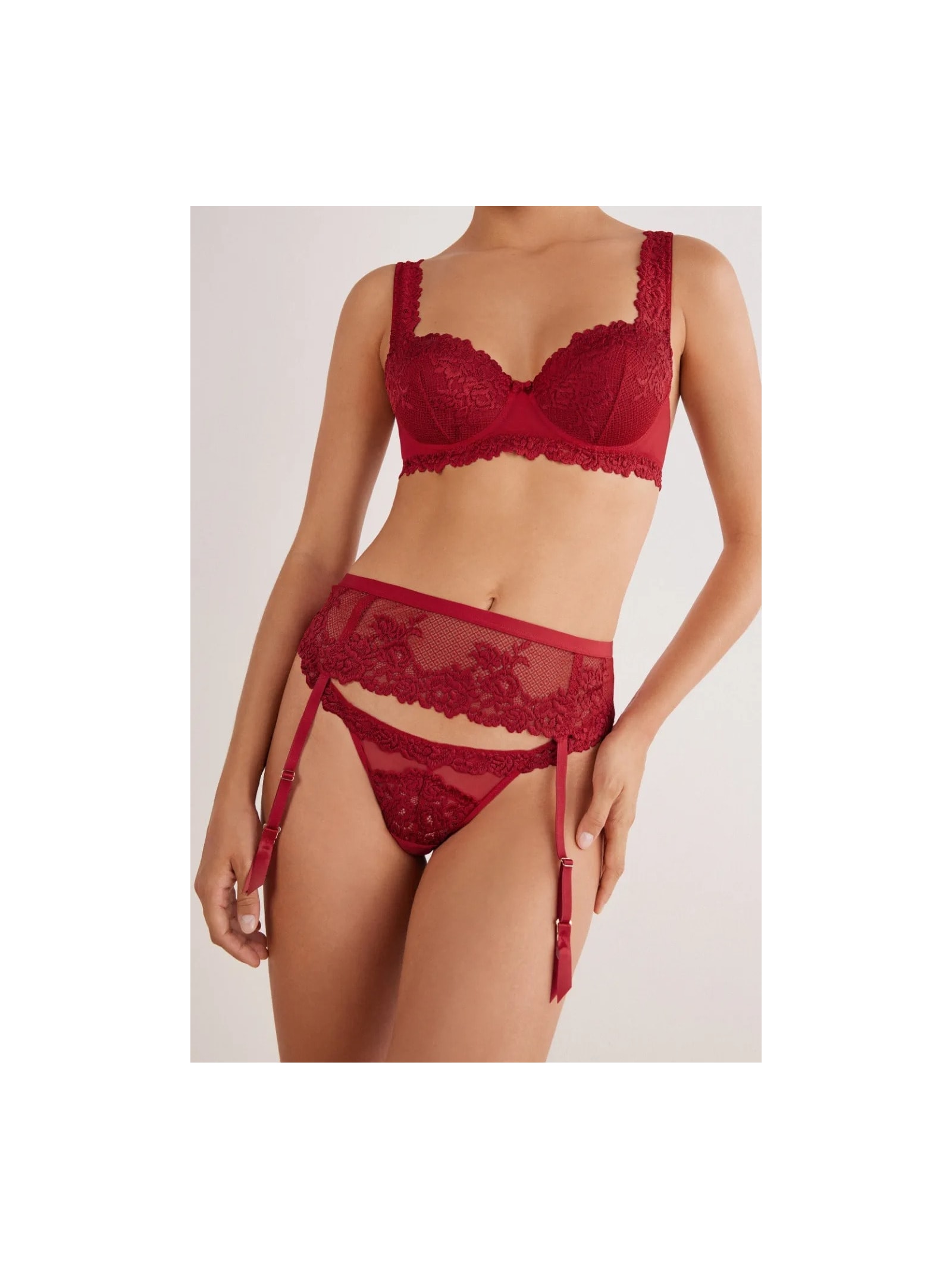 Cinta Liga Pretty Flowers Vermelho Intimissimi