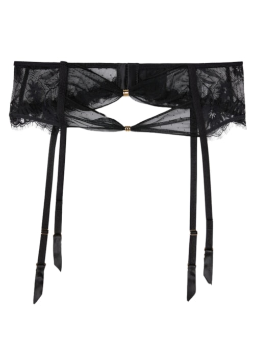 Cinta Liga Sensual Flowers – Preto