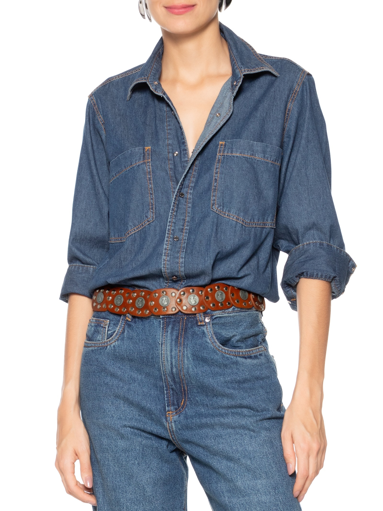 Cinto Feminino Boho Em Couro Marrom  Market 33