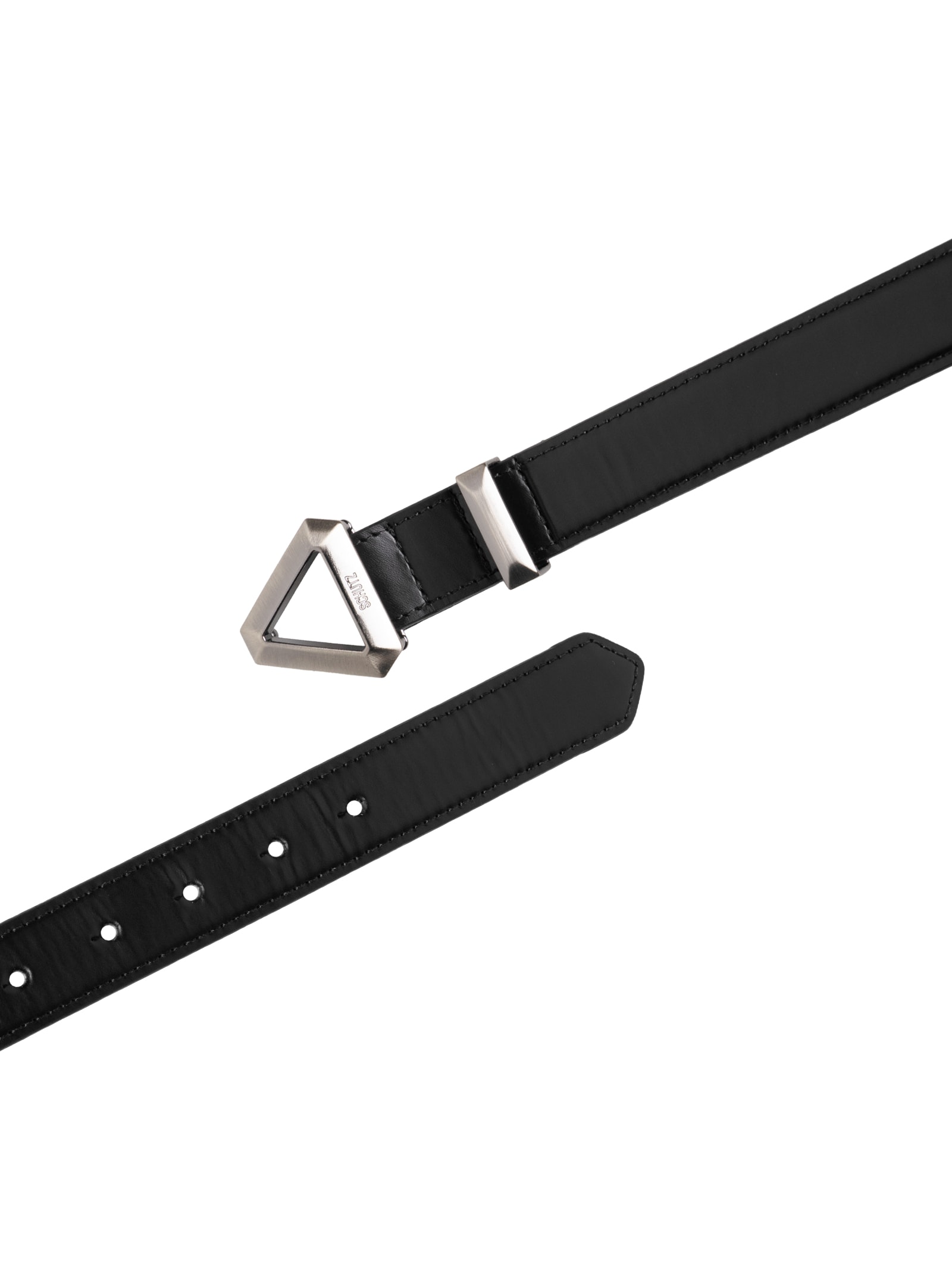 Cinto Feminino Bold Triangle Couro Médio Preto Schutz