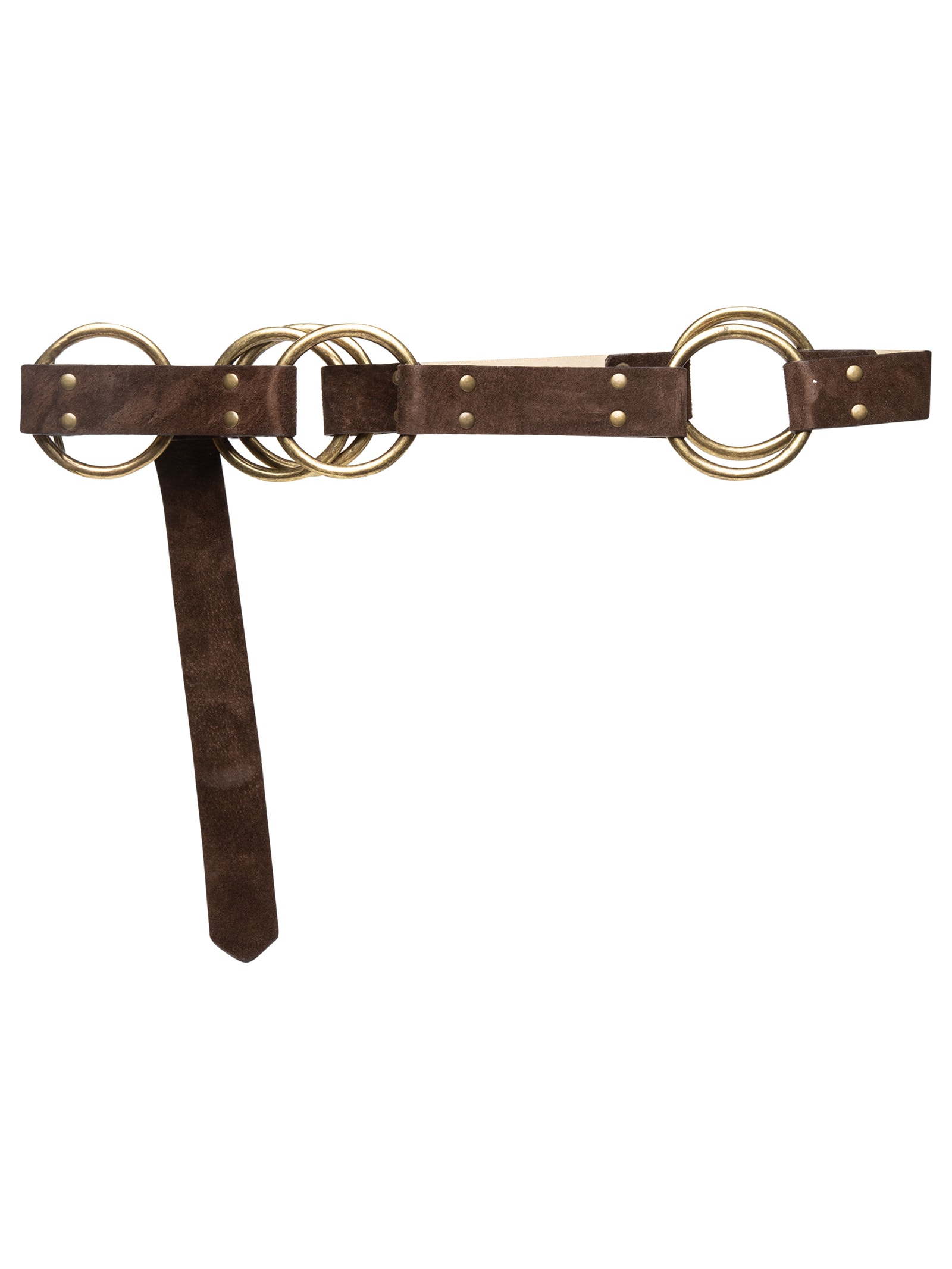 Cinto Feminino Camurça Com Argolas Marrom Maria Filó