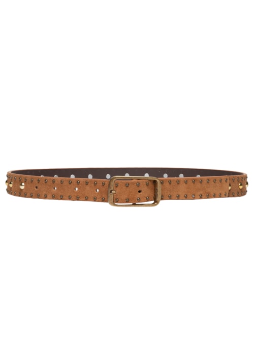 Cinto Feminino Camurção Caramelo Enfeites Ouro Velho Claro – Marrom