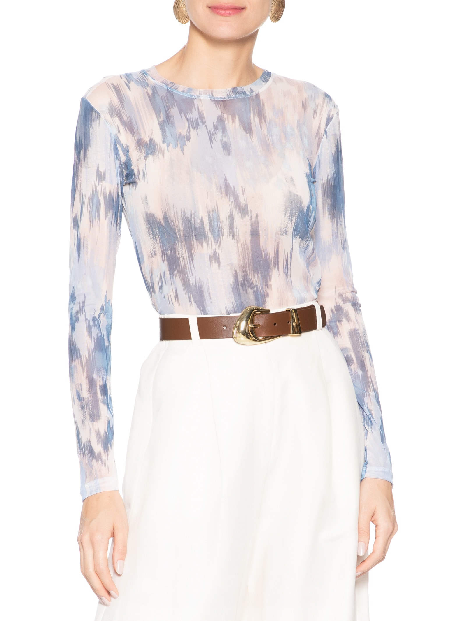 Cinto Feminino Caramelo Couro Largo Fivela Orgânica Dourada Marrom Arezzo