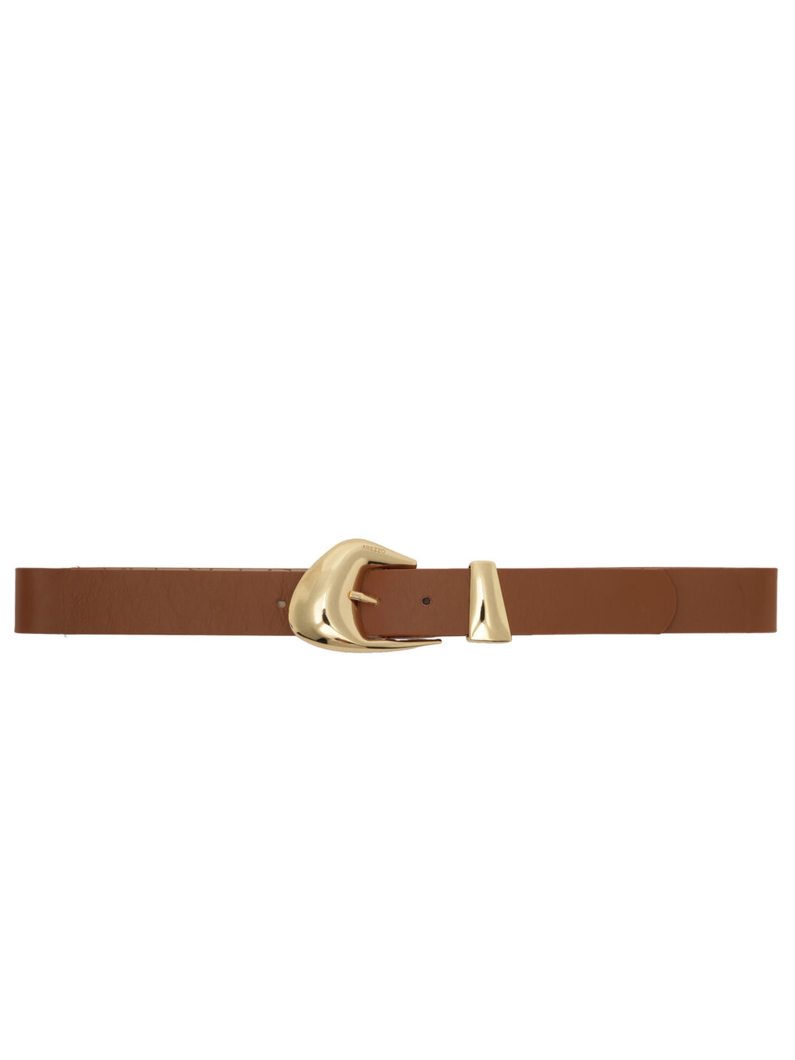 Cinto Feminino Caramelo Couro Largo Fivela Orgânica Dourada Marrom Arezzo