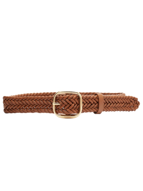 Cinto Feminino Caramelo Couro Tressê Largo Fivela – Marrom