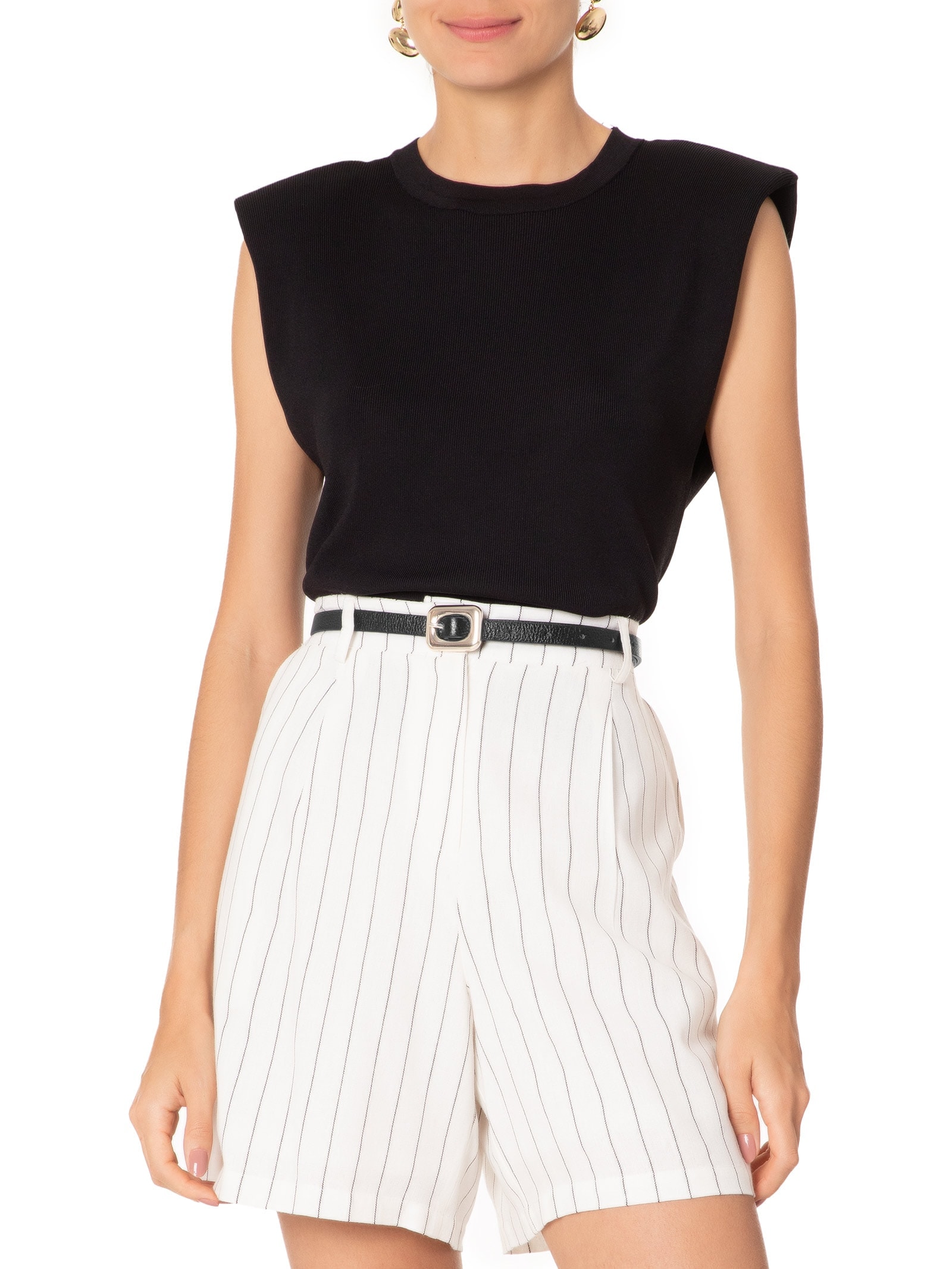 Cinto Feminino Com Fivela De Metal Em Couro Preto '2Essential