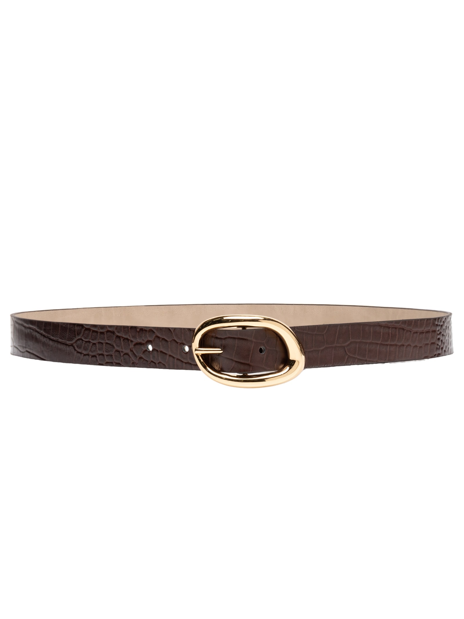 Cinto Feminino Com Fivela De Metal Orgânica Em Couro Marrom '2Essential
