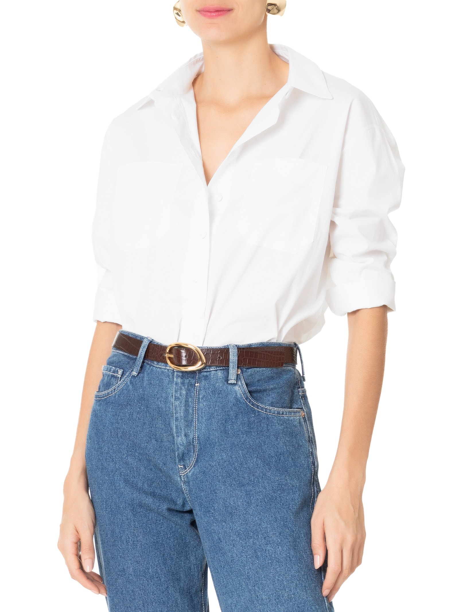Cinto Feminino Com Fivela De Metal Orgânica Em Couro Marrom '2Essential