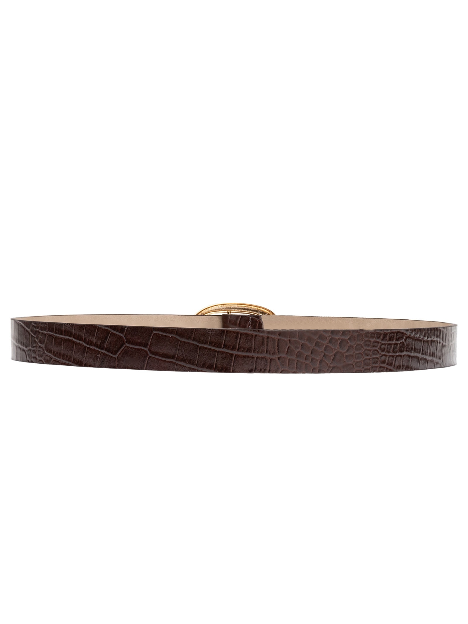 Cinto Feminino Com Fivela De Metal Orgânica Em Couro Marrom '2Essential