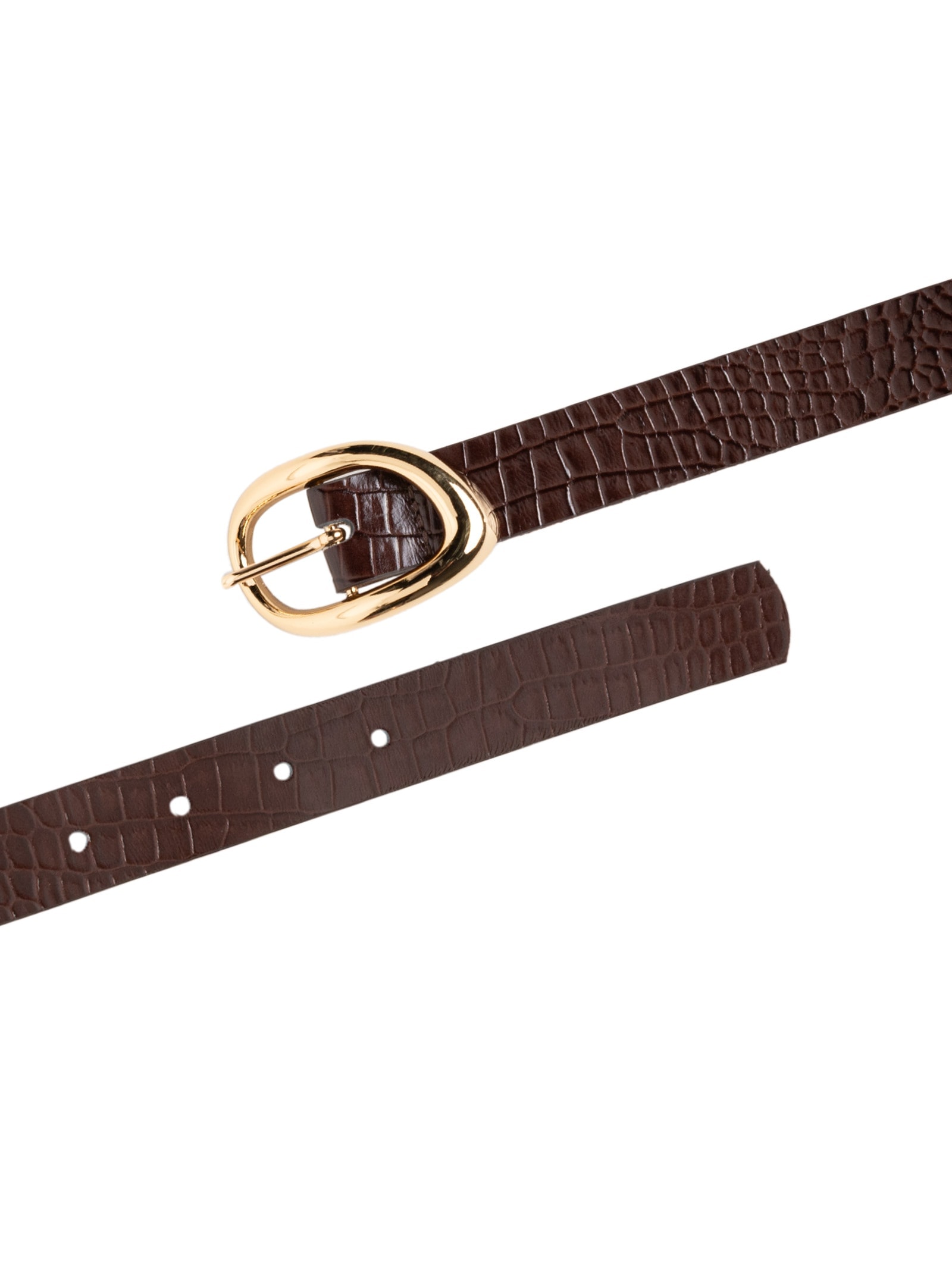 Cinto Feminino Com Fivela De Metal Orgânica Em Couro Marrom '2Essential