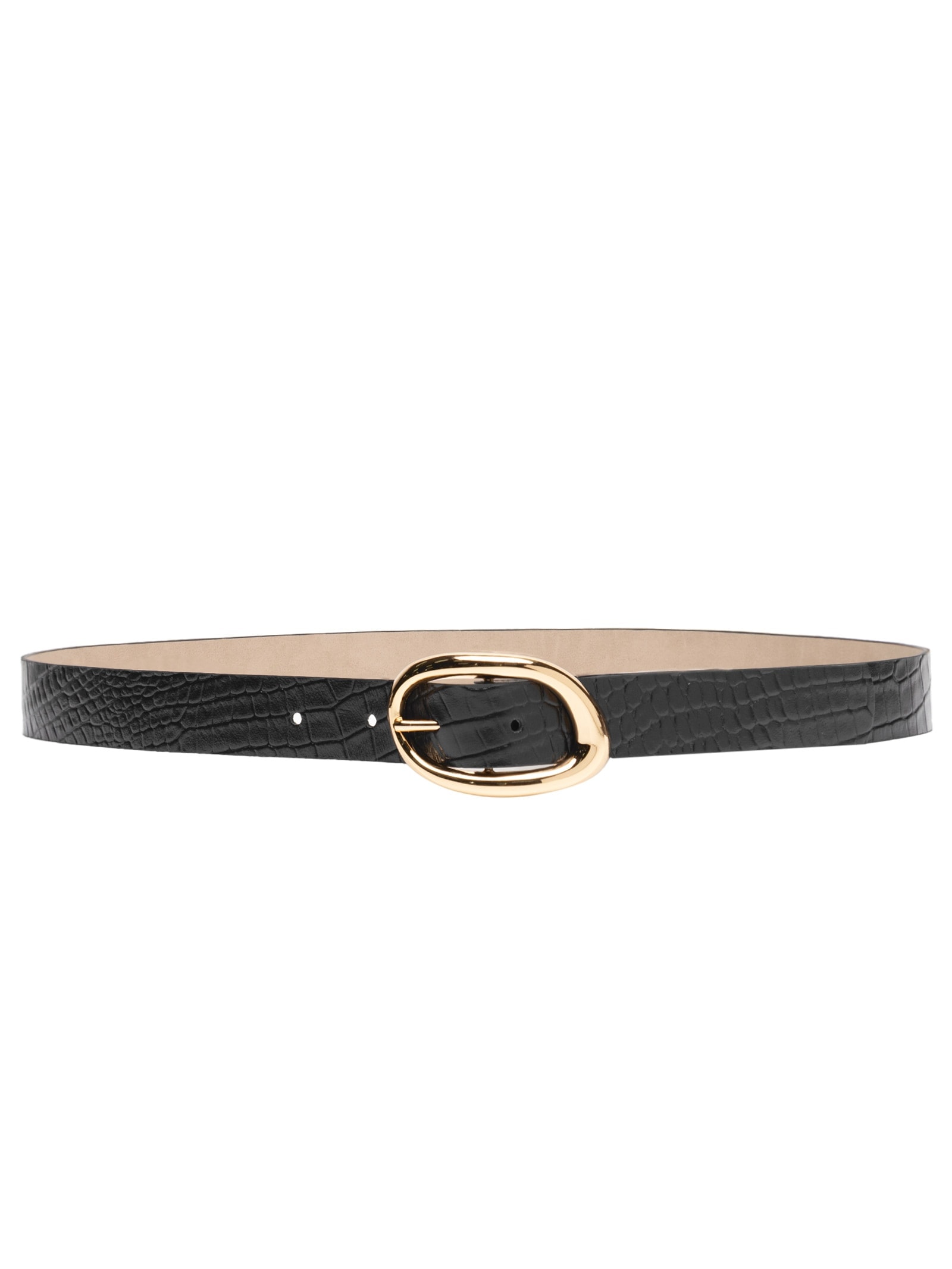 Cinto Feminino Com Fivela De Metal Orgânica Em Couro Preto '2Essential