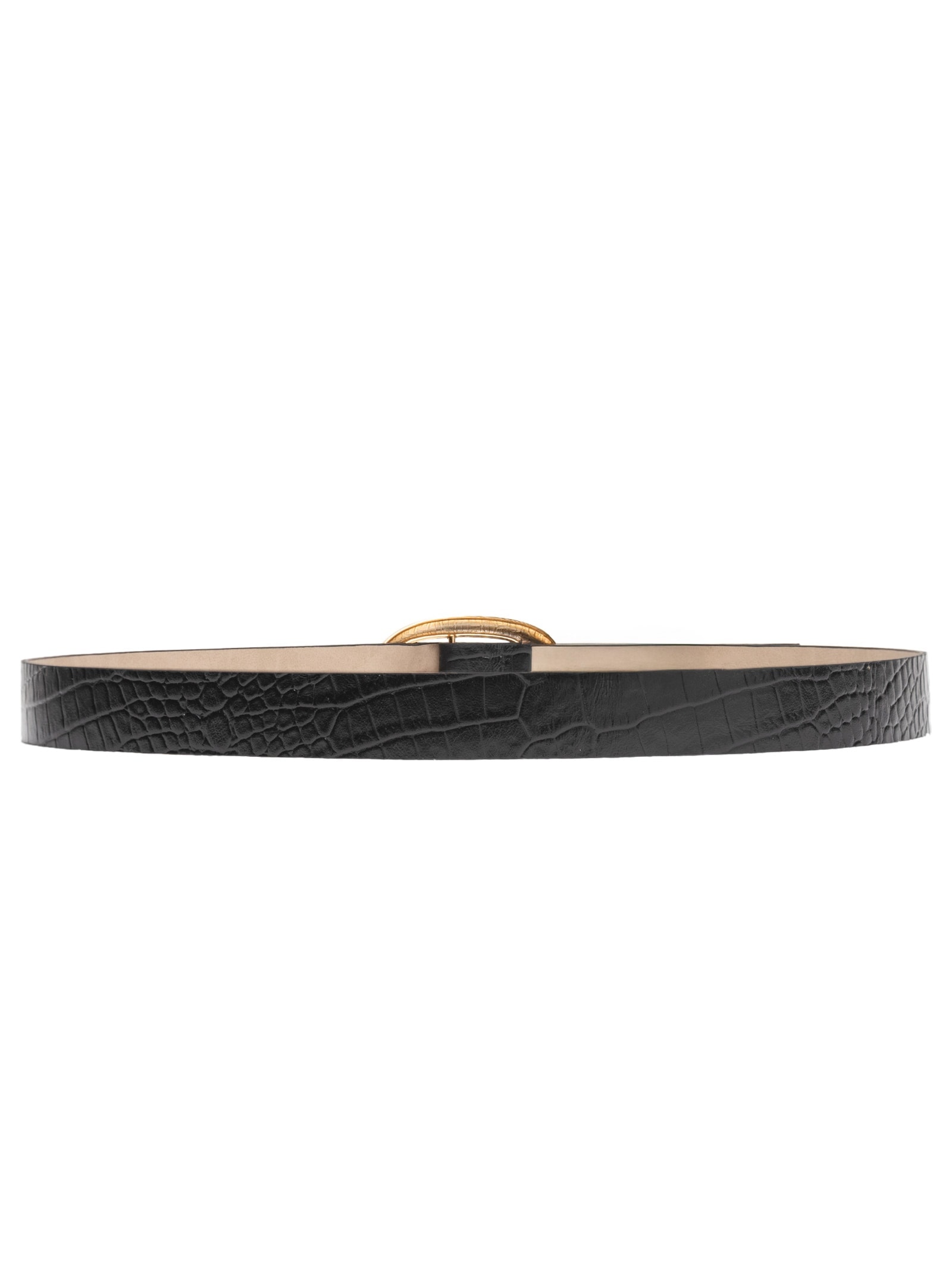 Cinto Feminino Com Fivela De Metal Orgânica Em Couro Preto '2Essential