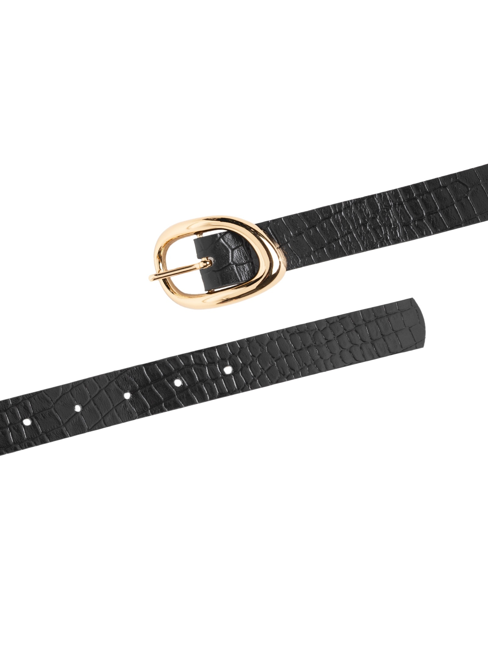 Cinto Feminino Com Fivela De Metal Orgânica Em Couro Preto '2Essential