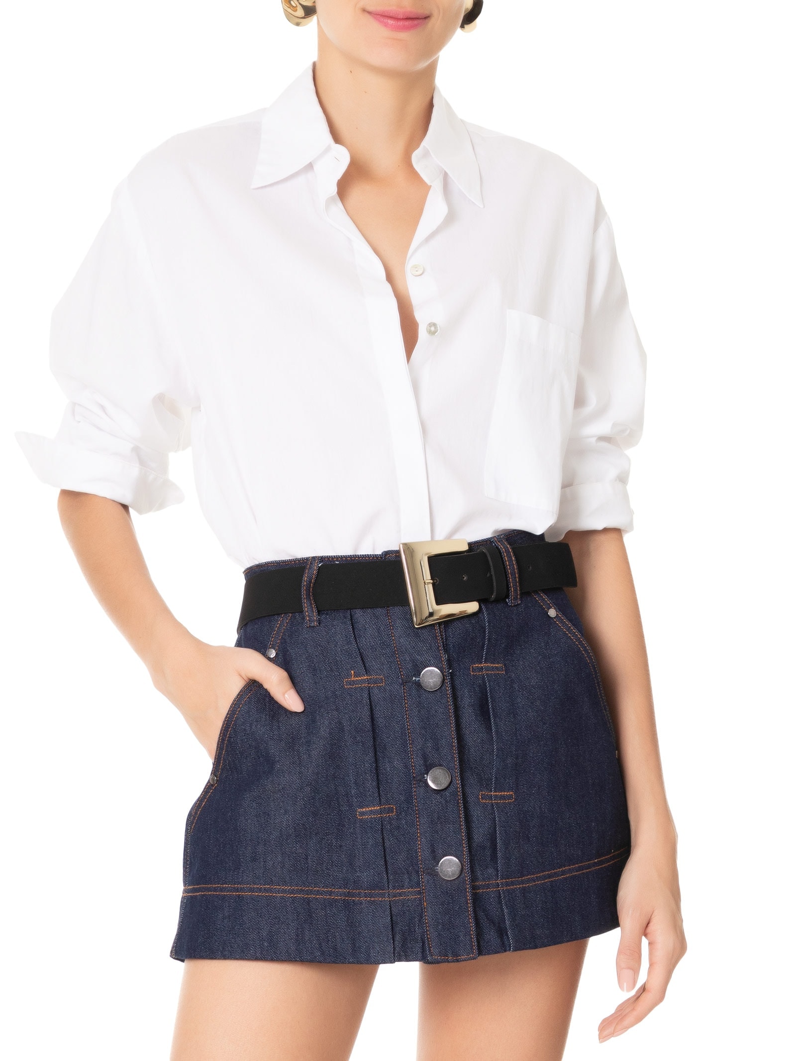Cinto Feminino Com Fivela De Metal Quadrada Em Couro Preto '2Essential