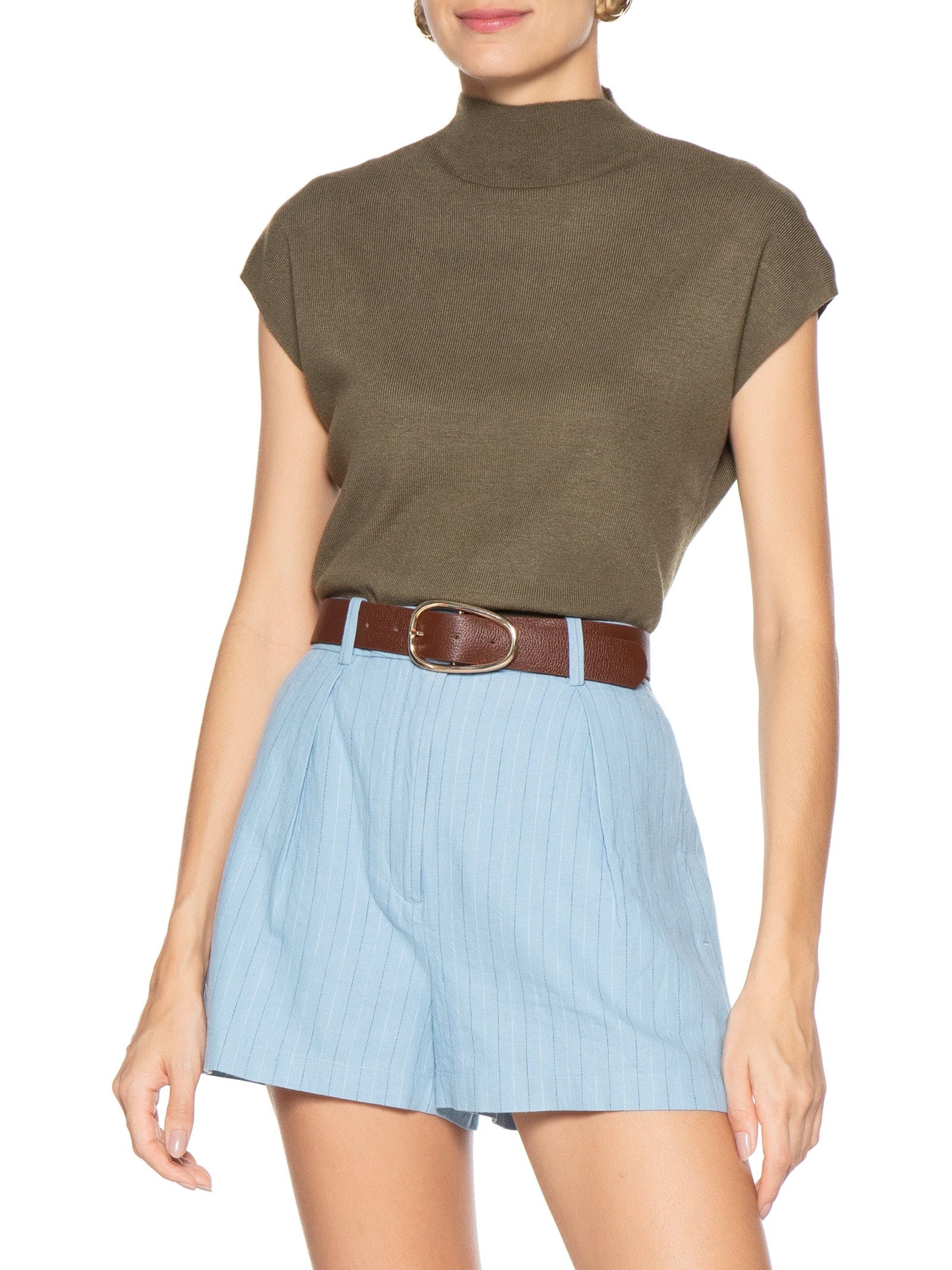 Cinto Feminino Com Fivela Dourada Em Couro Marrom '2Essential