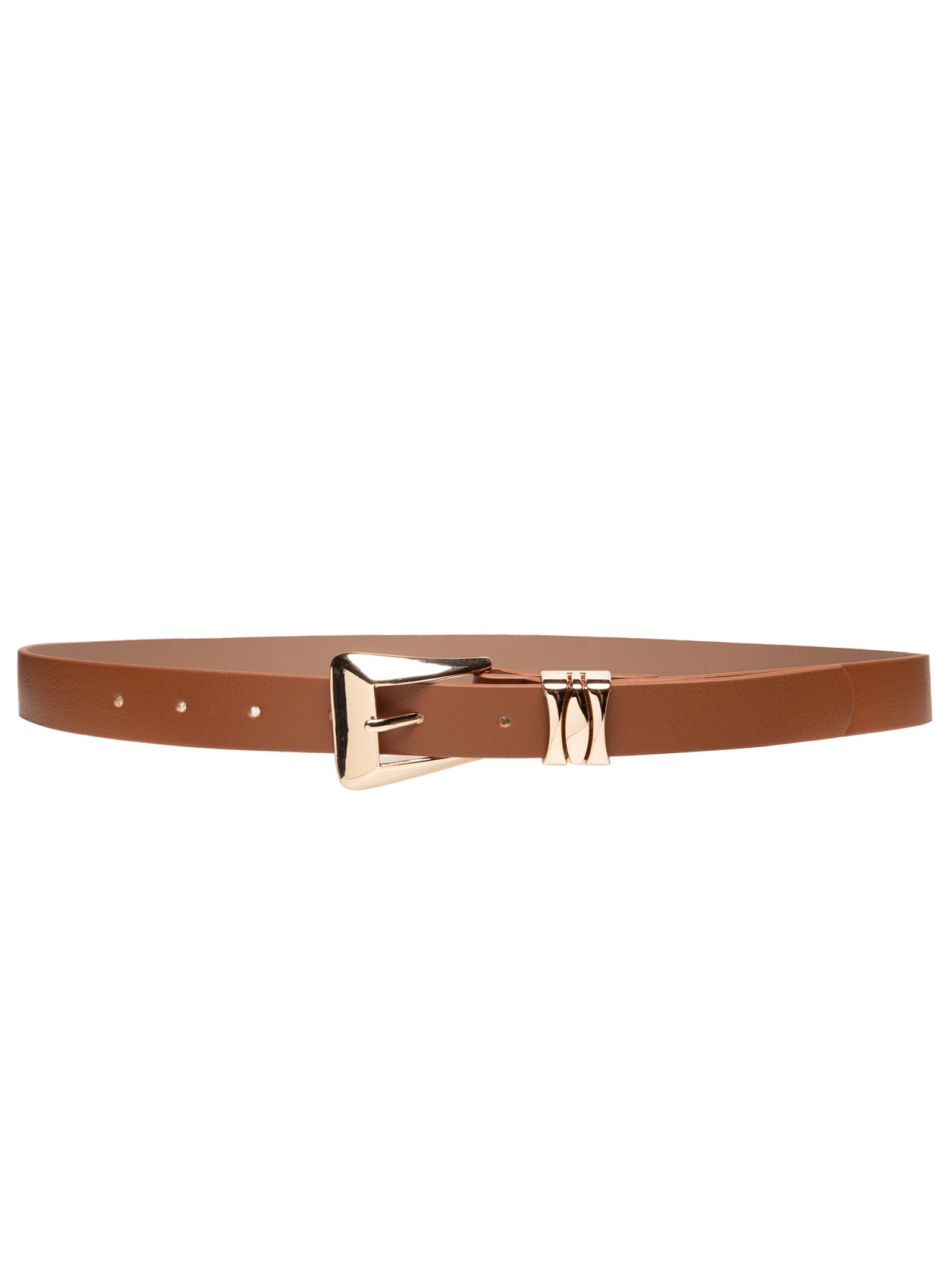 Cinto Feminino Com Fivela E Passante Metálicos Bege Basiq