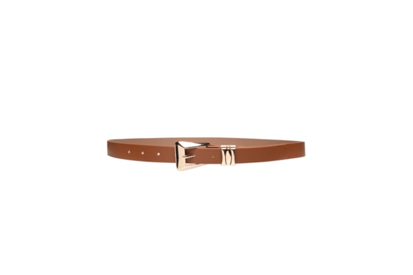 Cinto Feminino Com Fivela E Passante Metálicos - Bege