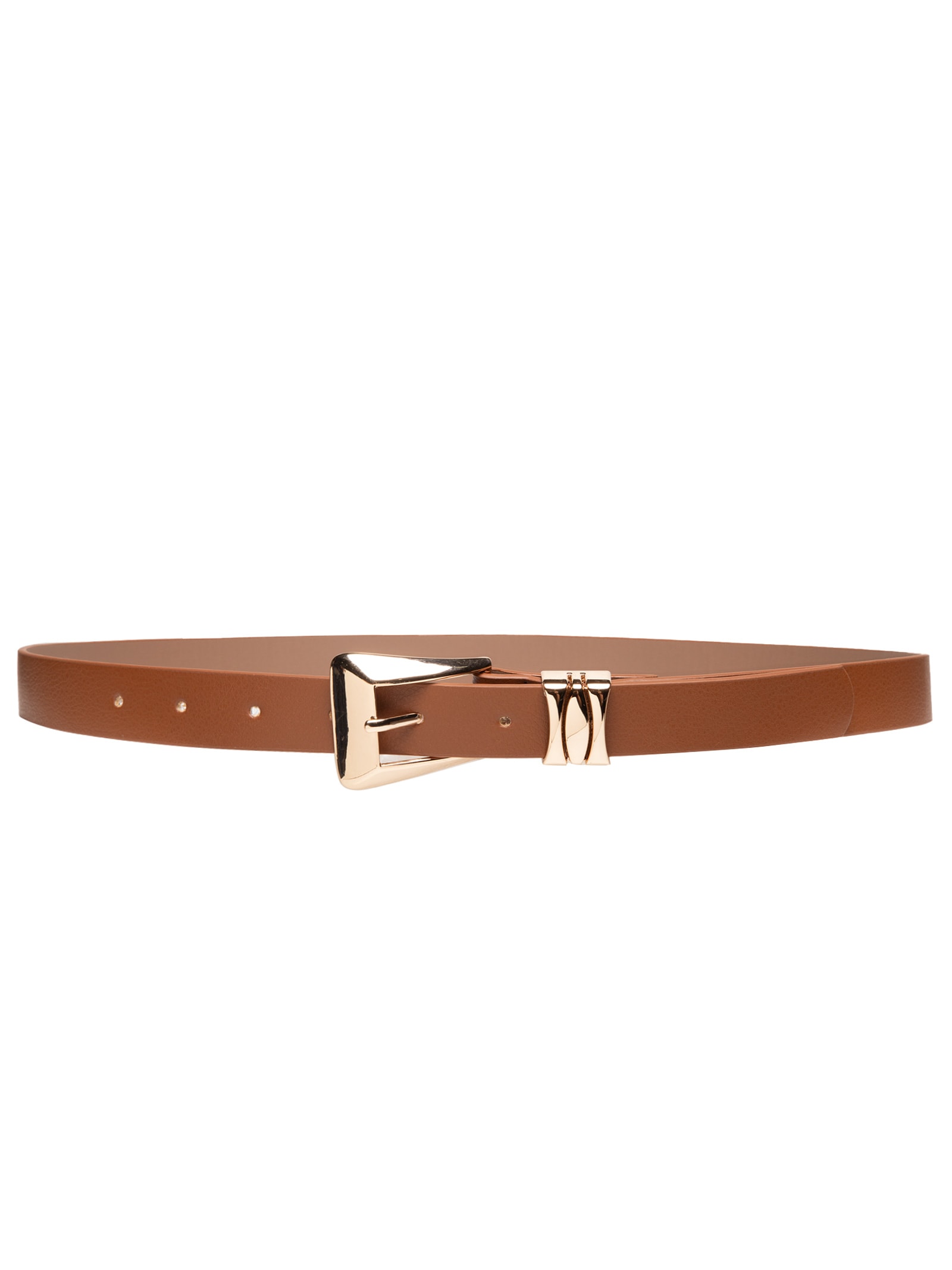 Cinto Feminino Com Fivela E Passante Metálicos Bege Basiq