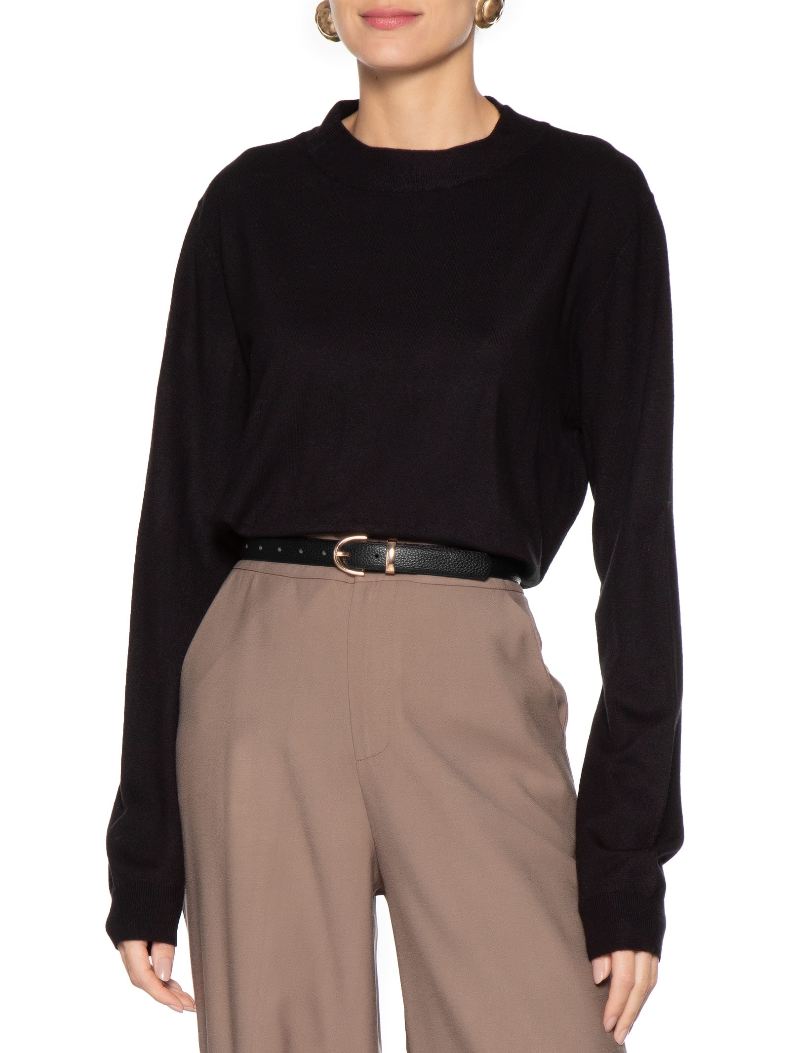 Cinto Feminino Com Fivela E Passante Metálicos Preto Basiq