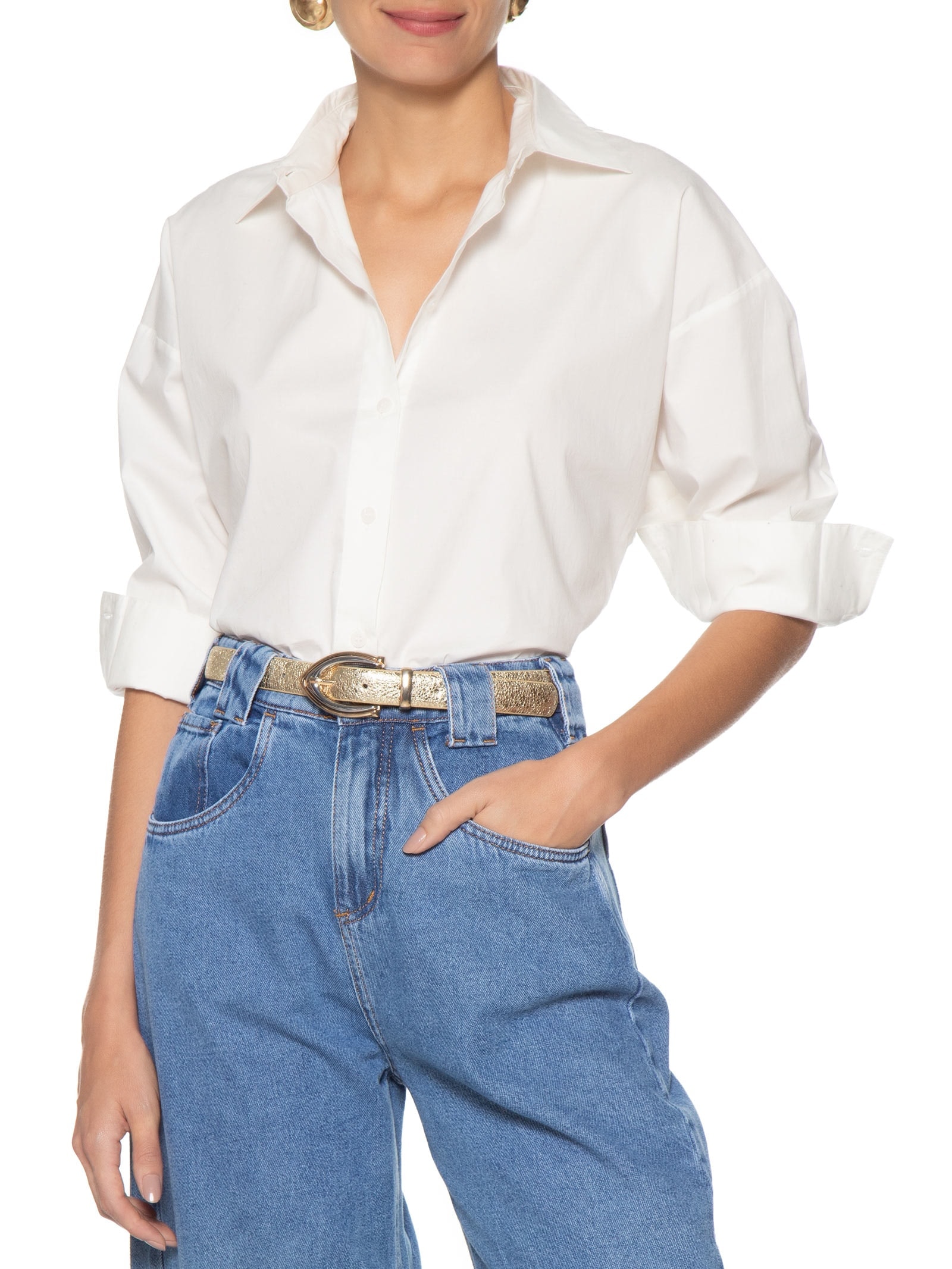 Cinto Feminino Com Fivela Em Dois Banhos Dourado Market 33