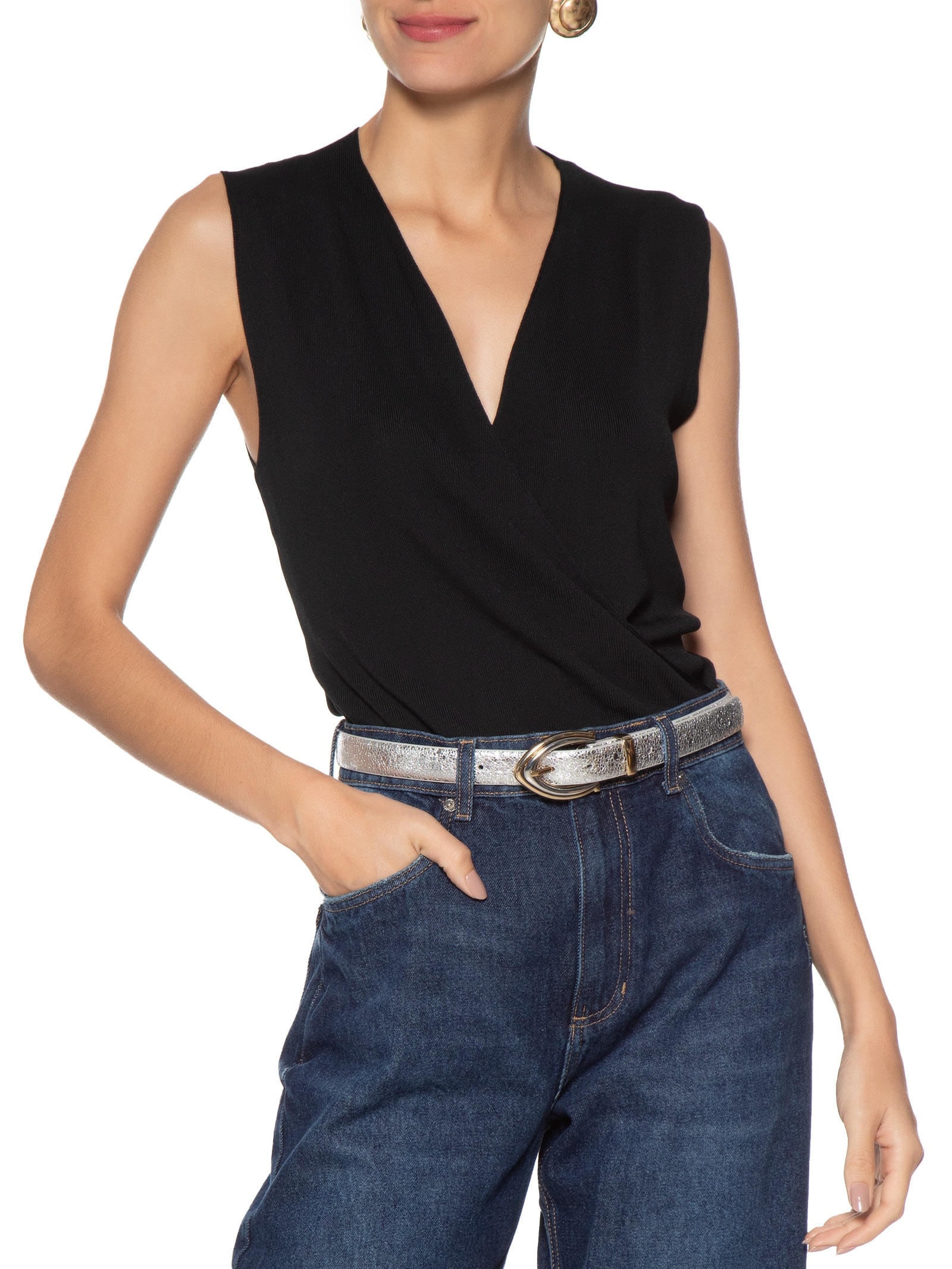 Cinto Feminino Com Fivela Em Dois Banhos Prateado Market 33