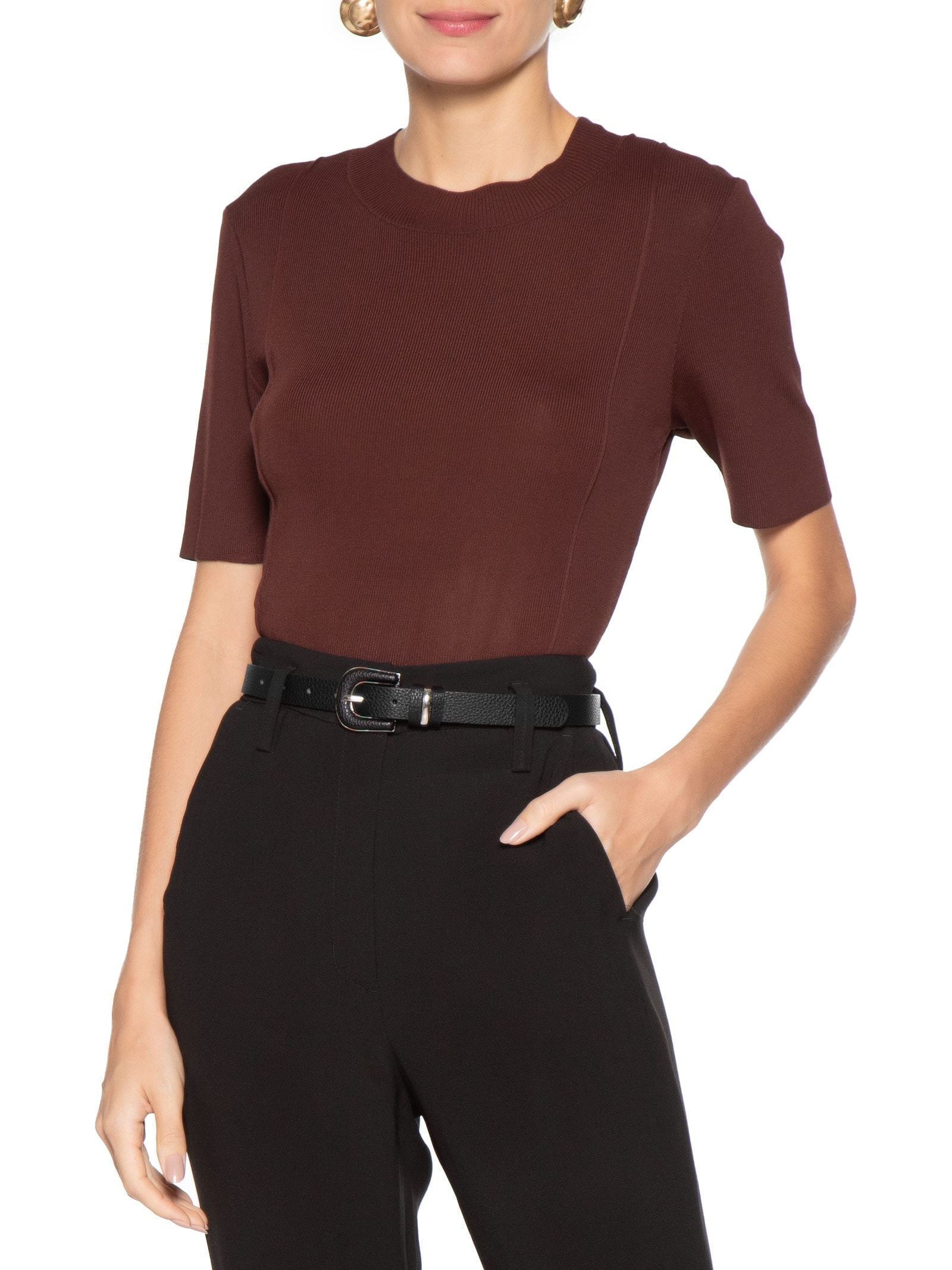 Cinto Feminino Com Fivela Encapada Preto Basiq