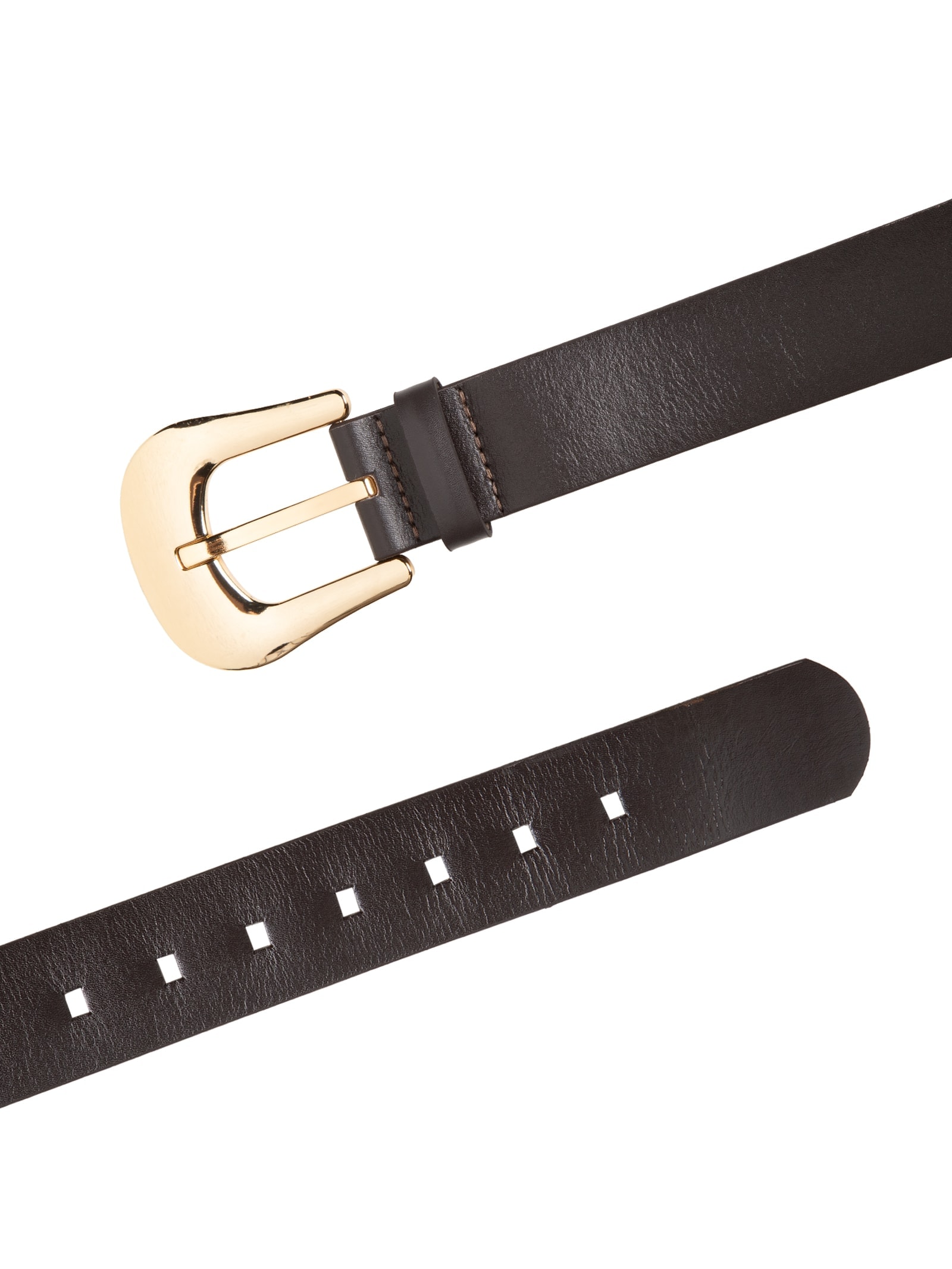 Cinto Feminino Com Fivela Oval Em Couro Marrom '2Essential