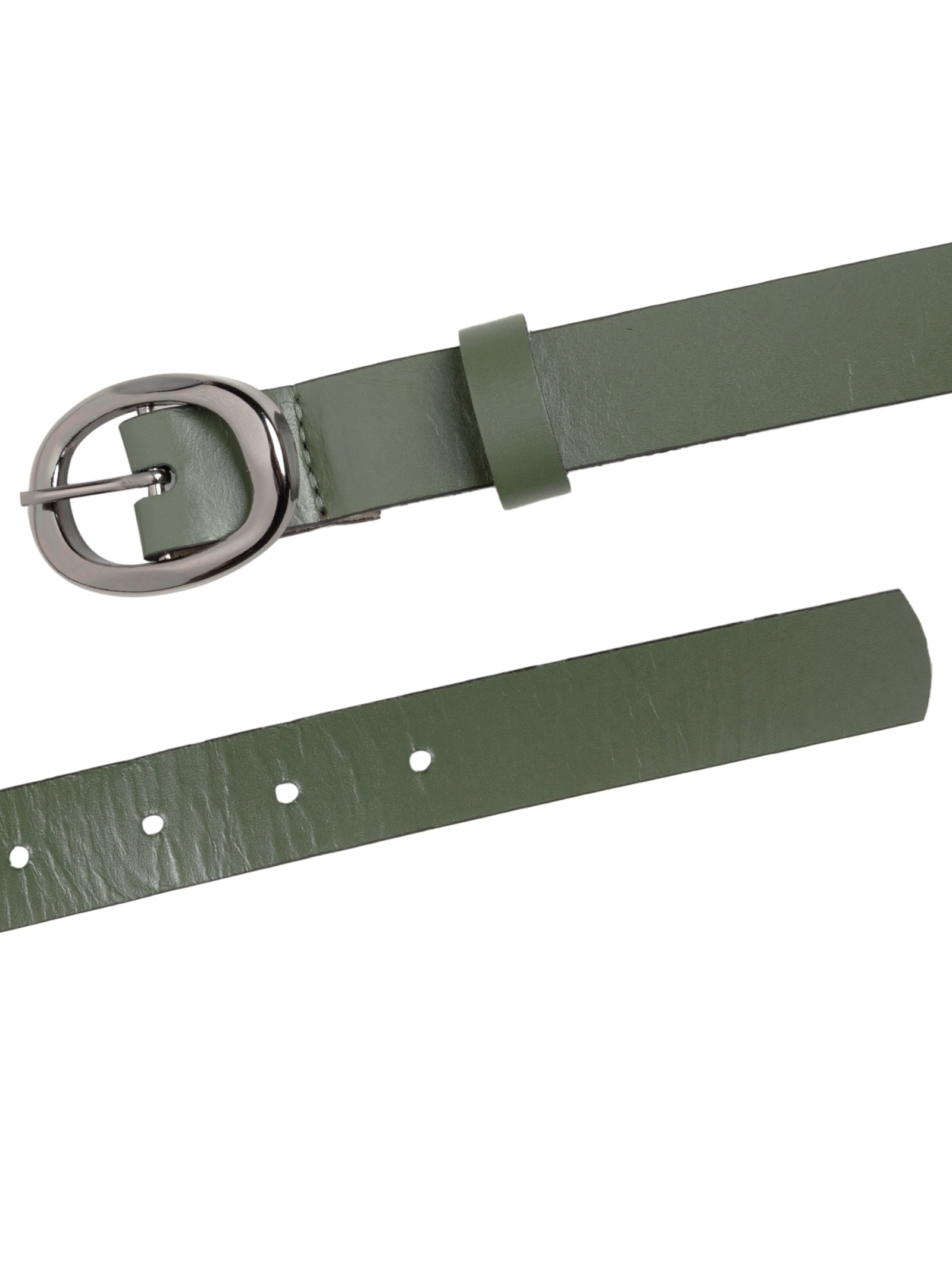 Cinto Feminino com Fivela Oval Metálica Verde Basiq