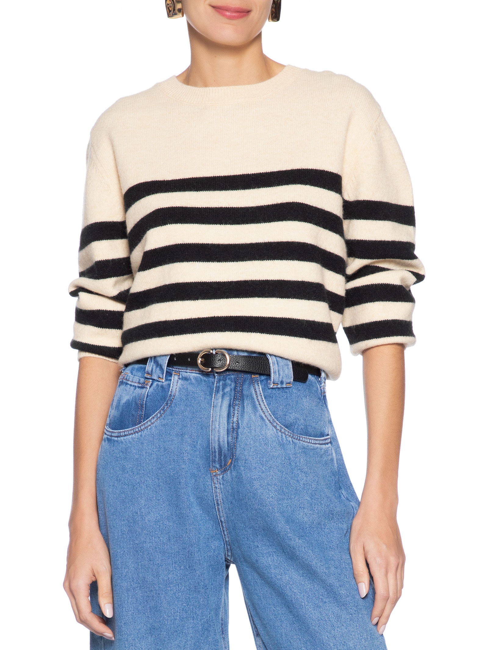Cinto Feminino Com Fivela Oval Preto Market 33