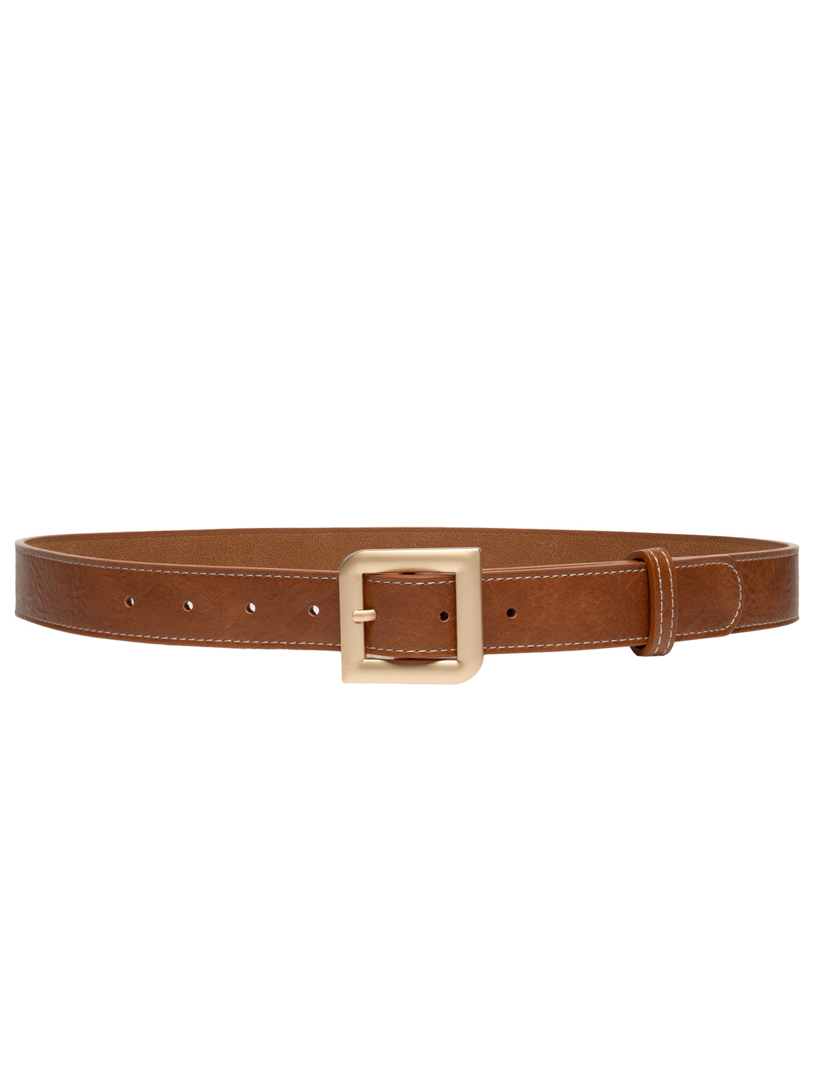 Cinto Feminino Com Fivela Quadrada Marrom Market 33