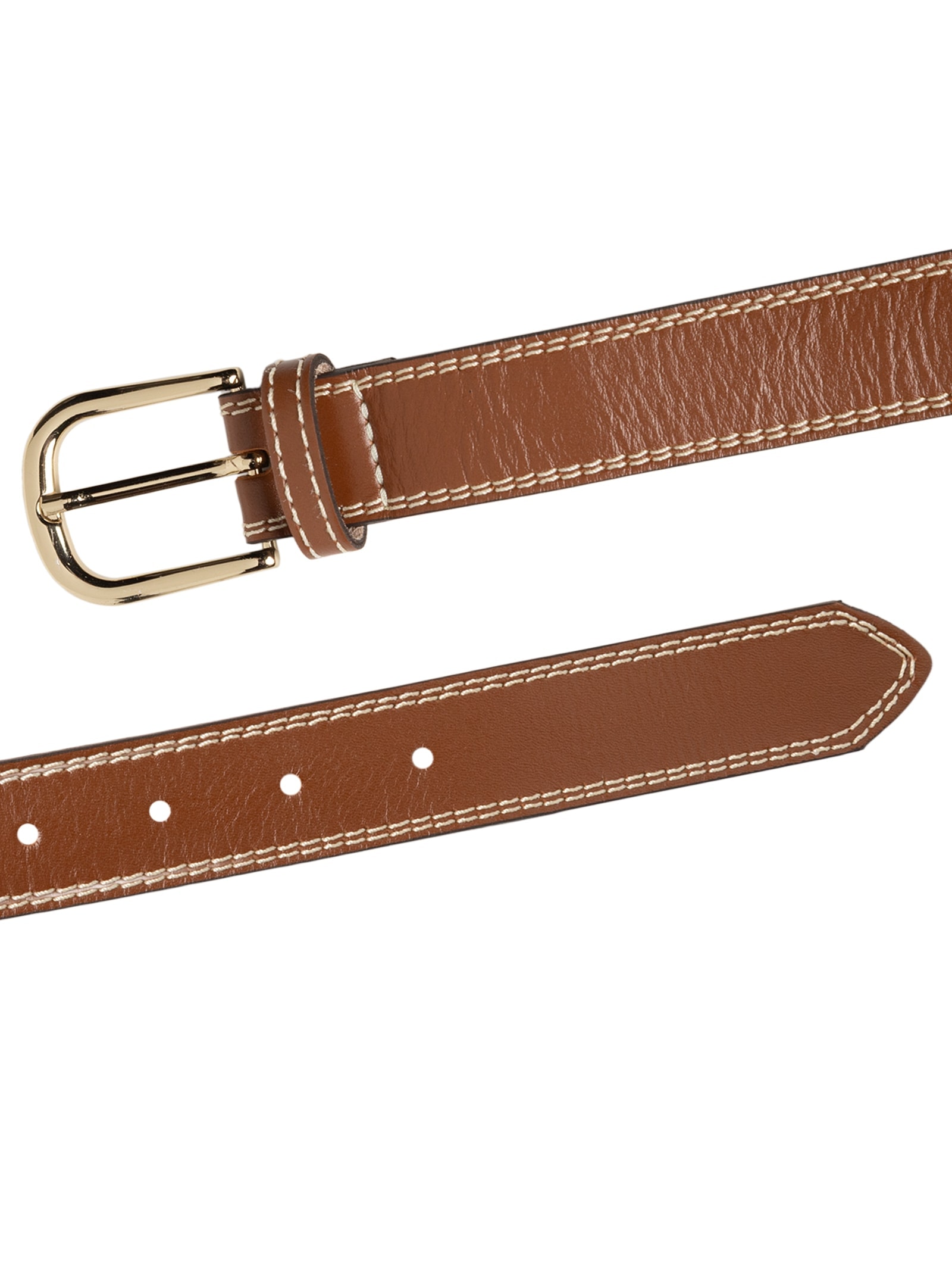 Cinto Feminino Com Fivela Retangular Em Couro Marrom '2Essential