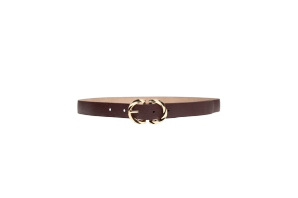 Cinto Feminino Com Fivela Texturizada Em Couro - Marrom