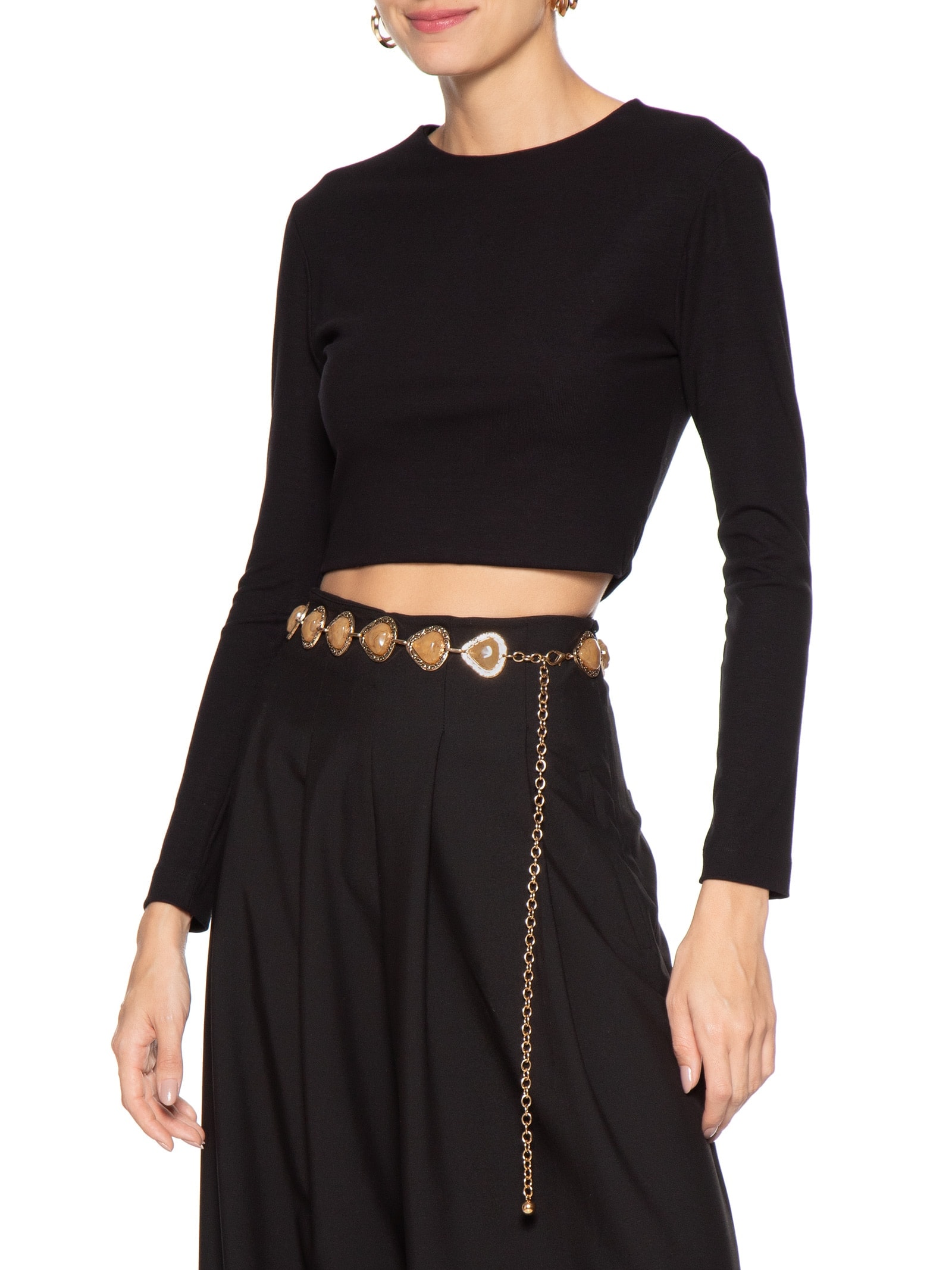 Cinto Feminino Com Pedrarias Bege Market 33