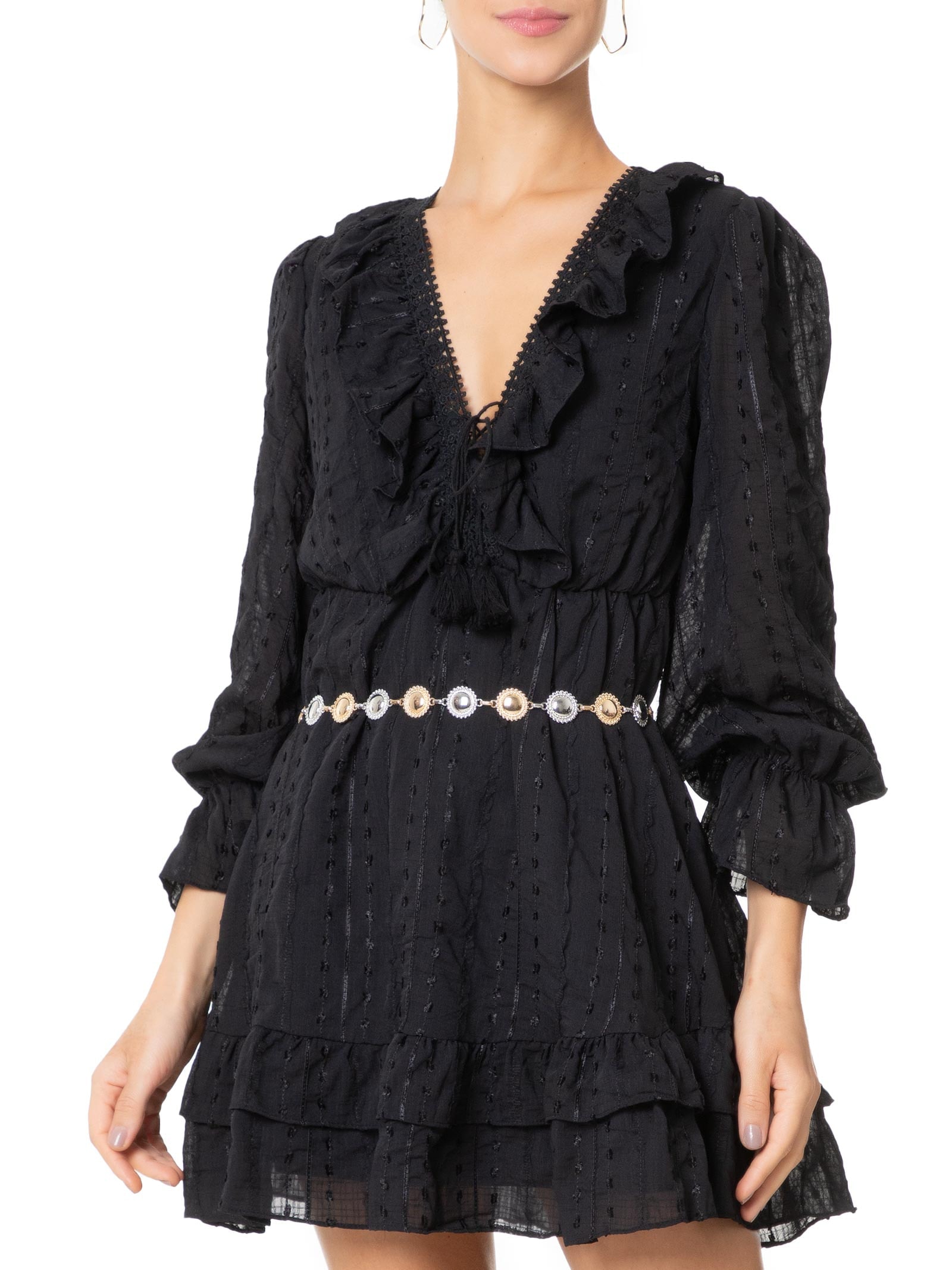 Cinto Feminino Corrente Medalhas Prata Market 33