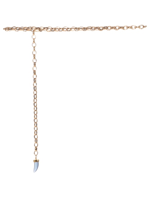 Cinto Feminino Corrente Pingente Dente – Dourado