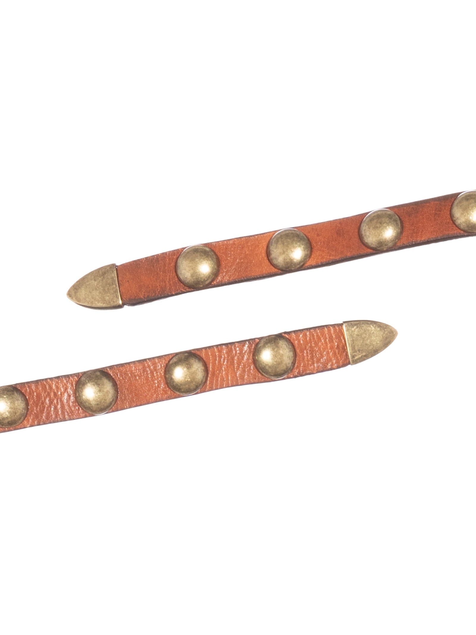 Cinto Feminino Couro Amarração Chatons Dourados Marrom Maria Filó