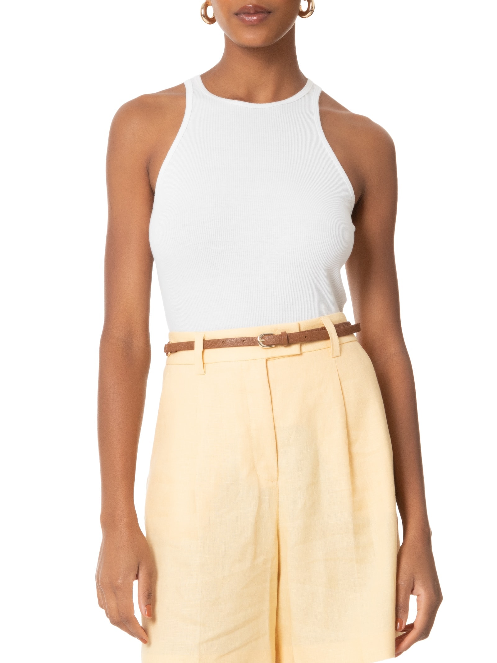 Cinto Feminino Couro Com Argola Marrom Basiq