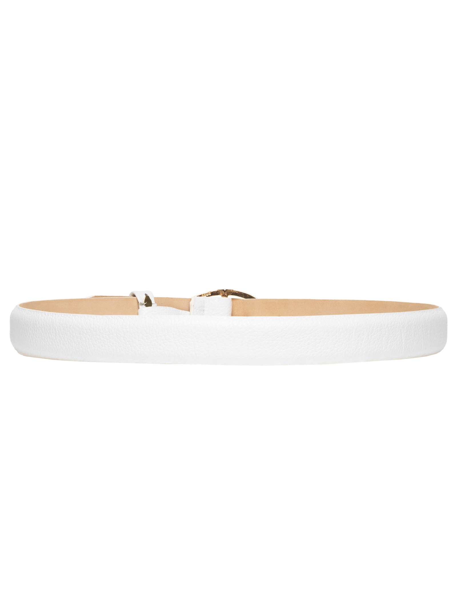 Cinto Feminino Couro Com Fivela De Metal Branco Basiq
