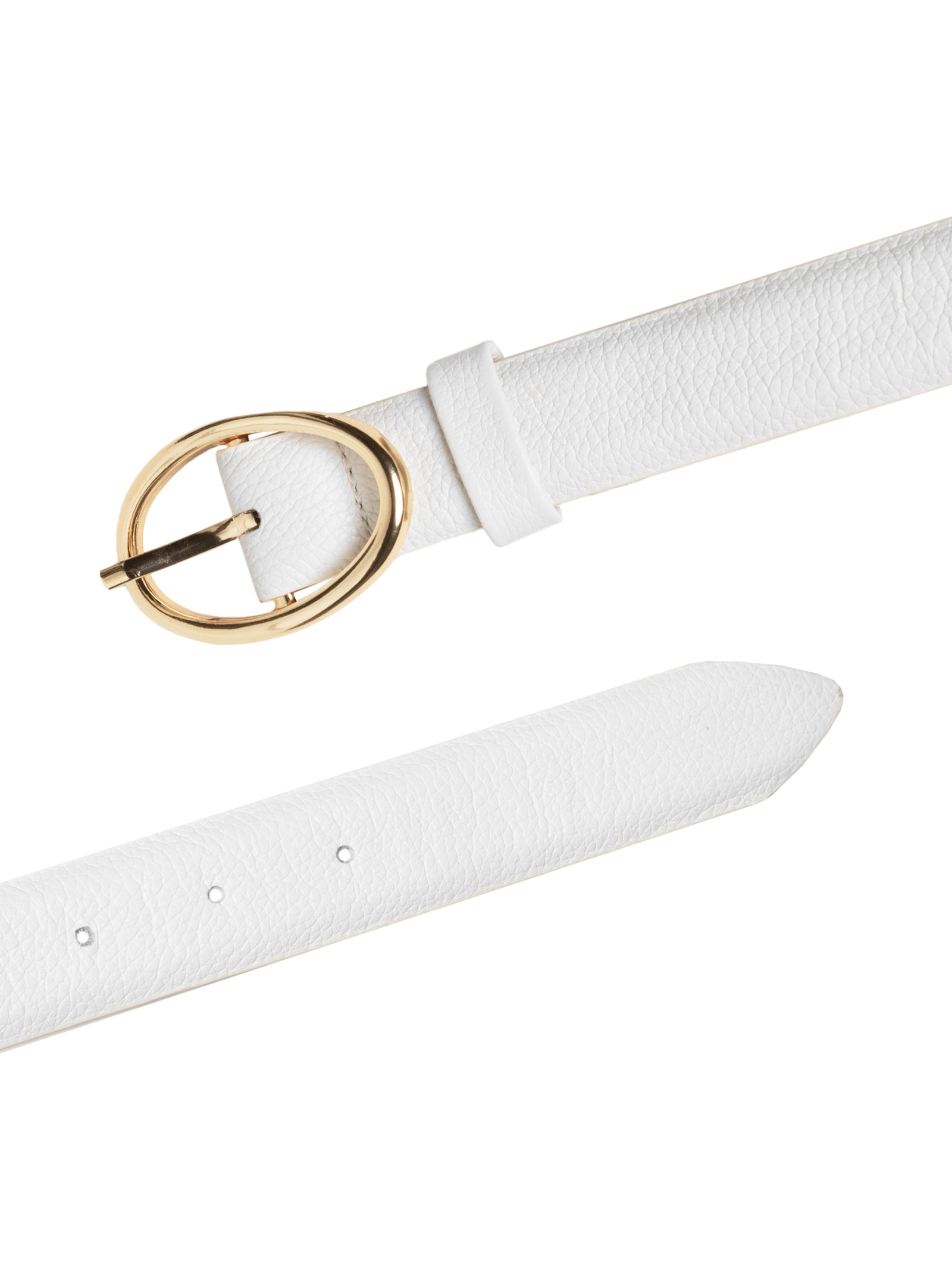 Cinto Feminino Couro Com Fivela De Metal Branco Basiq